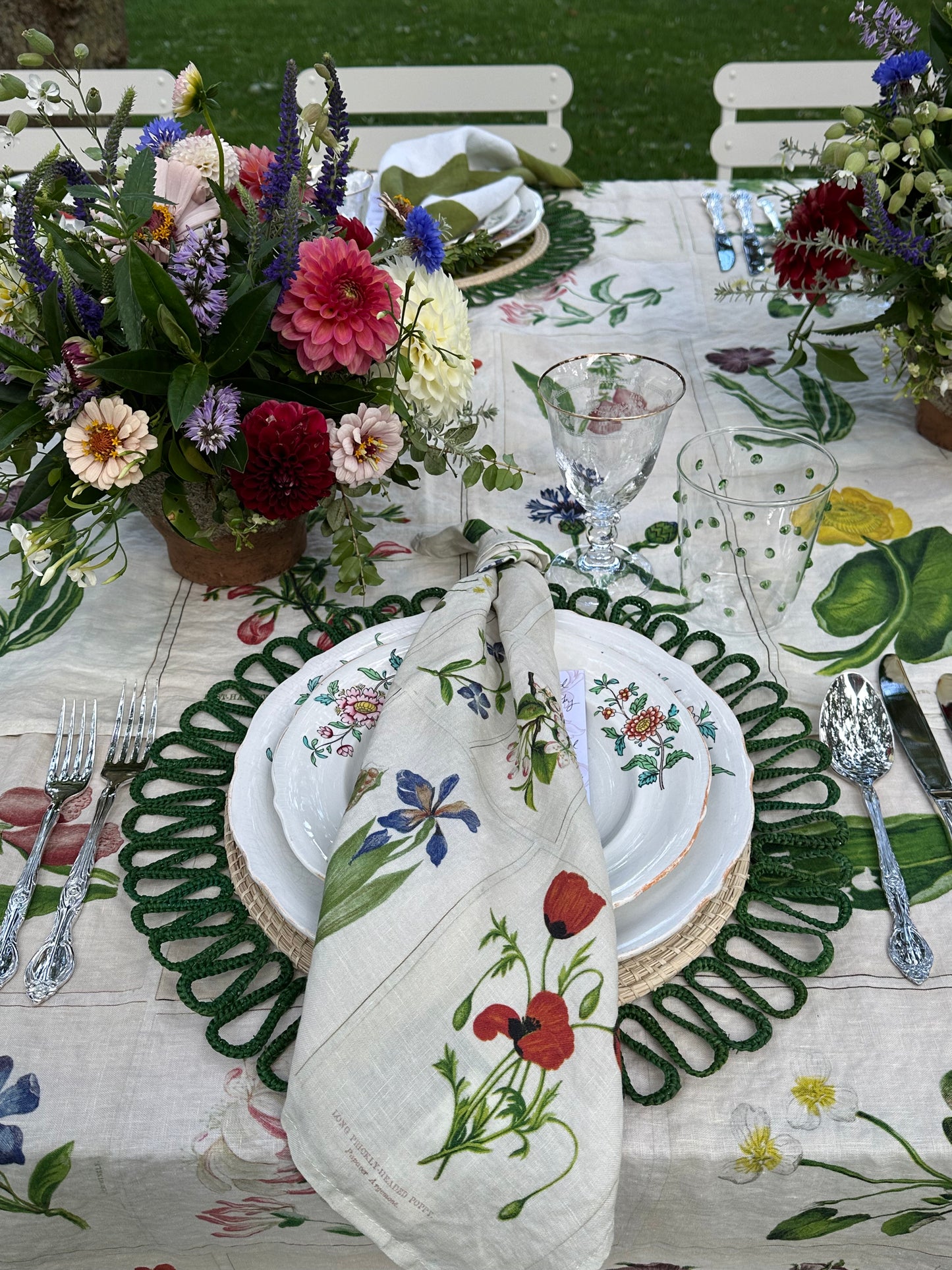 Summerill & Bishop x John Derian 'Botanical Tiles' Linen Napkin