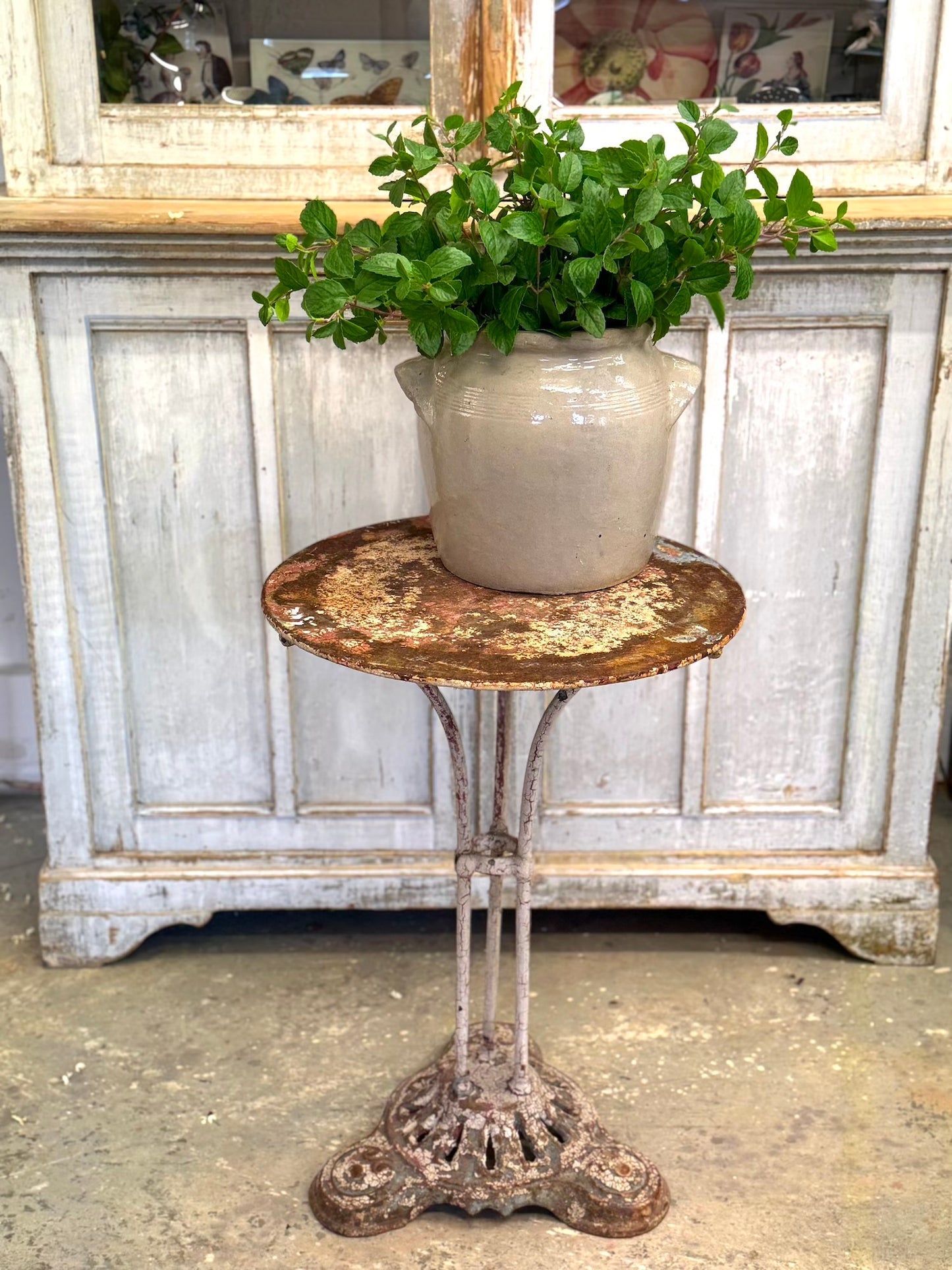 Antique French Small Arras Round Outdoor Table