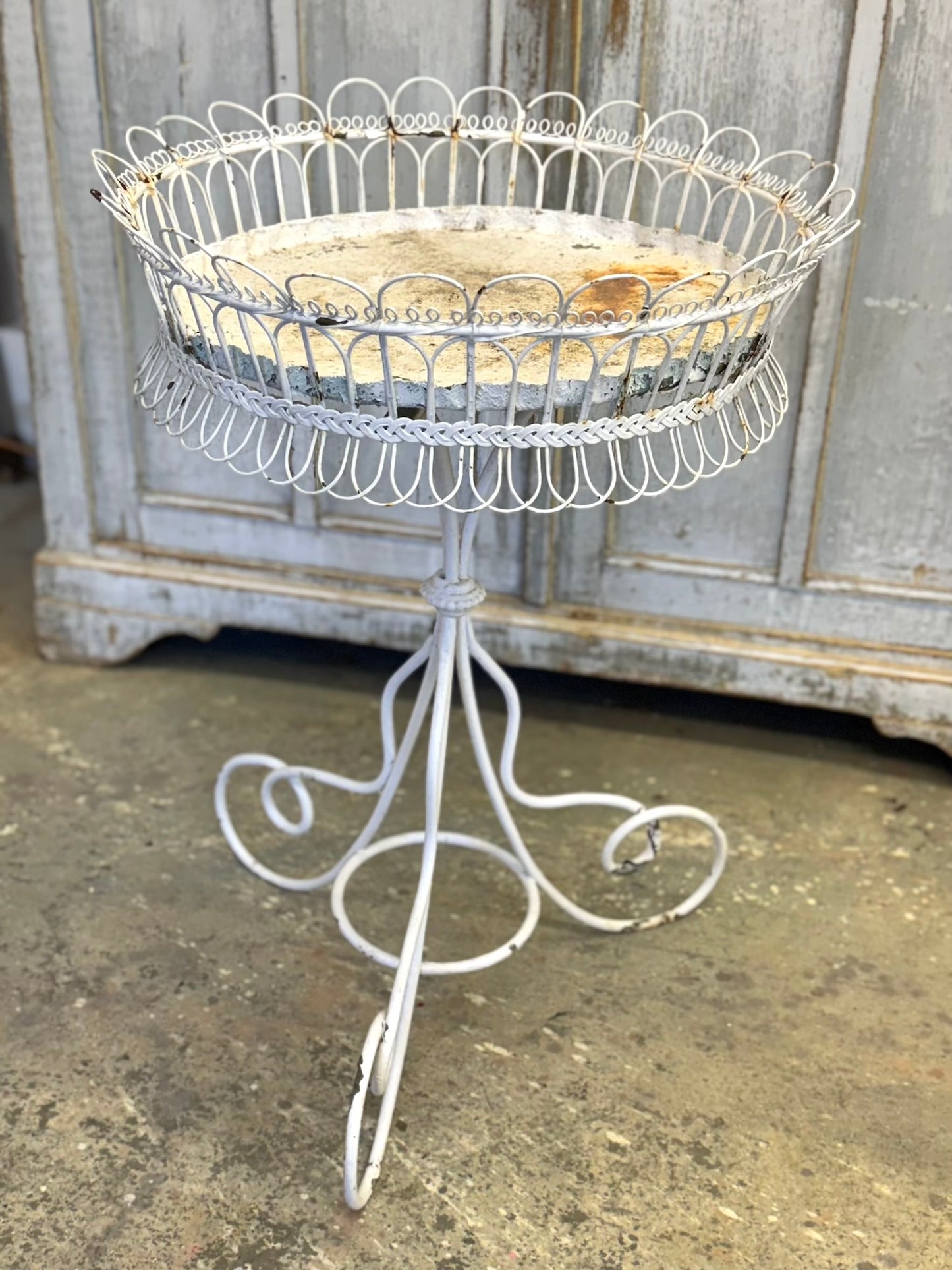 Antique French Round Outdoor Plant Stand