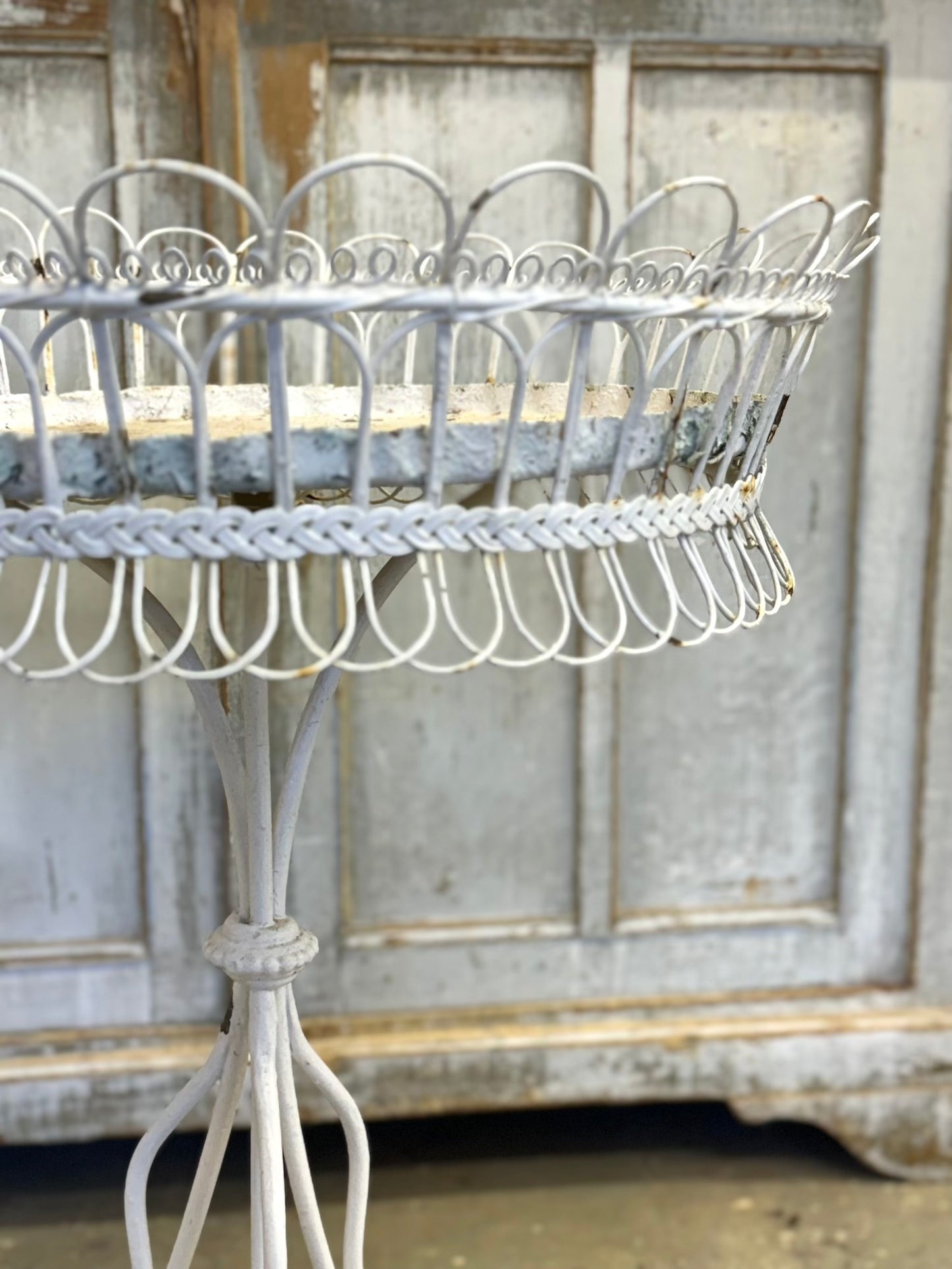 Antique French Round Outdoor Plant Stand