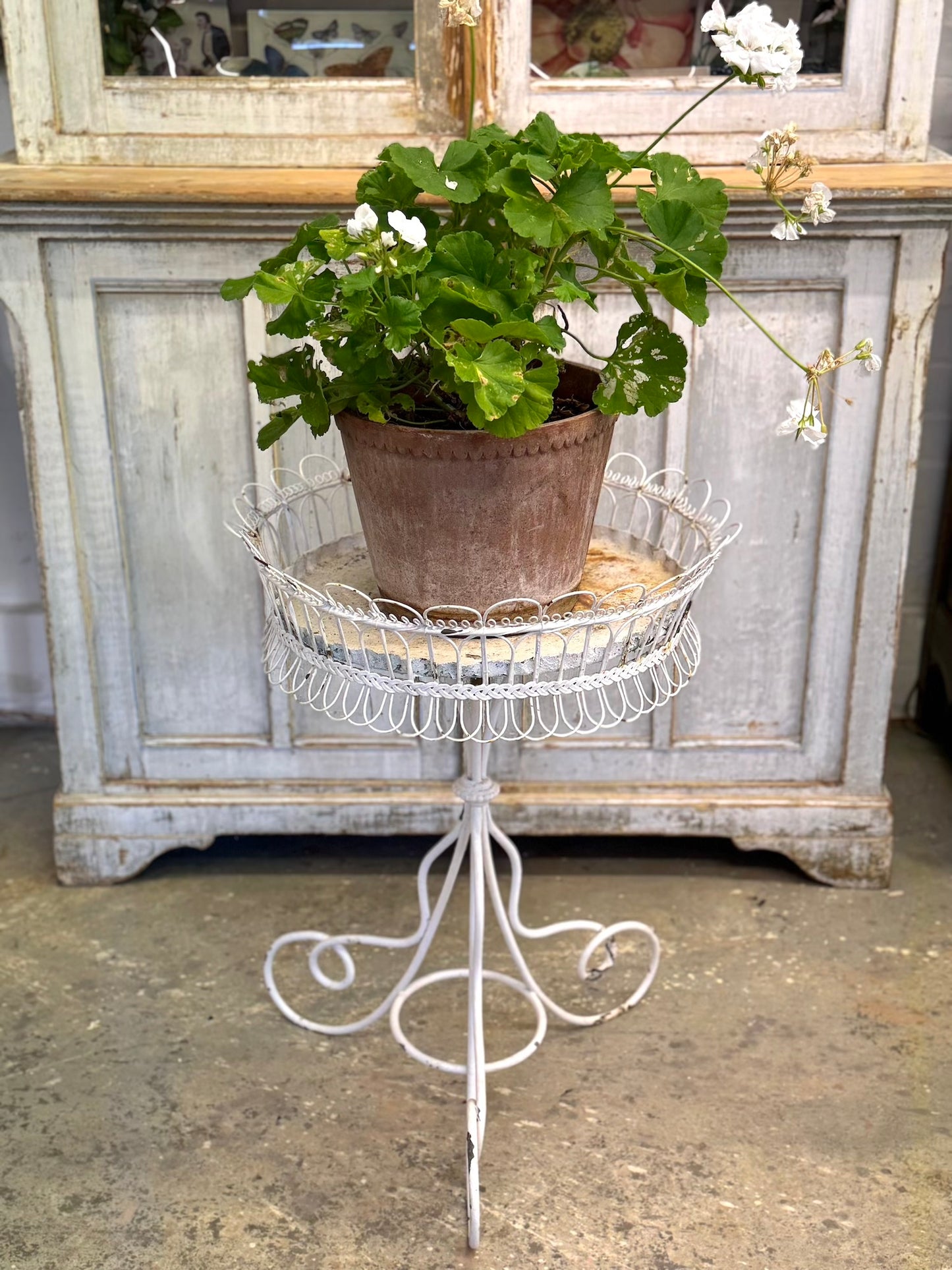 Antique French Round Outdoor Plant Stand