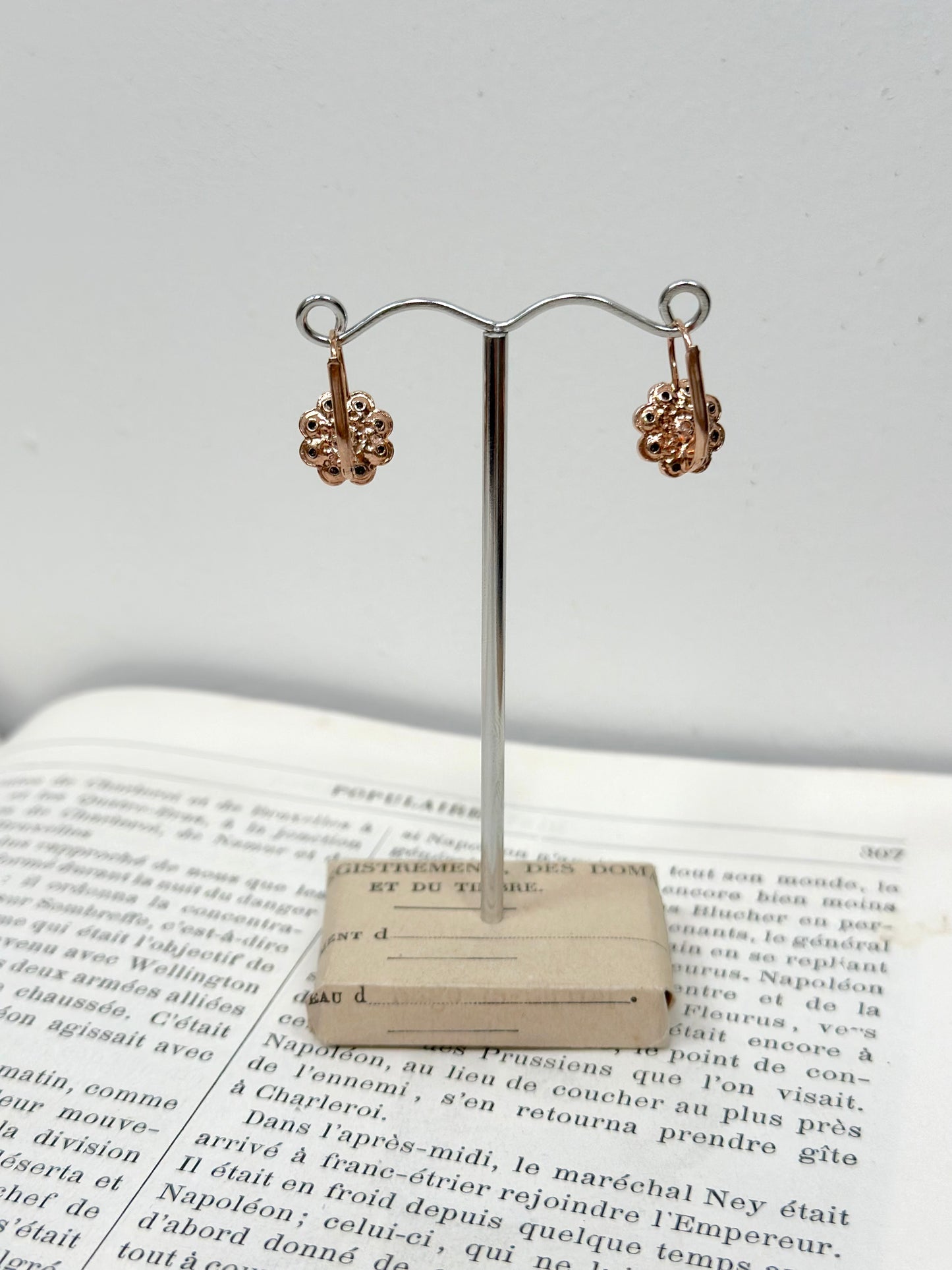 Italian Small Crystal Flower Earrings With Pearl Centre