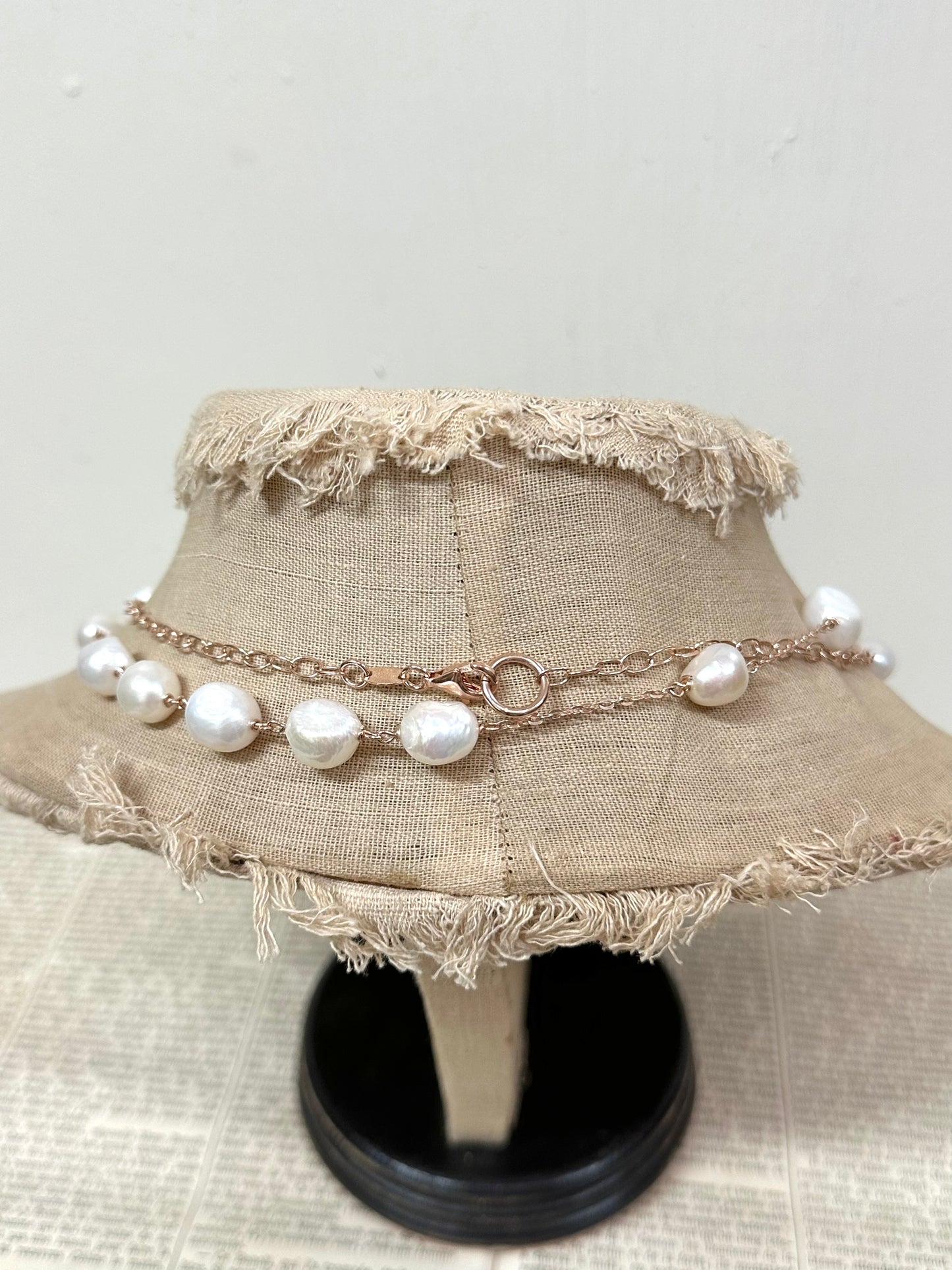 Italian Cream Pearl & Rose Gold Long Necklace