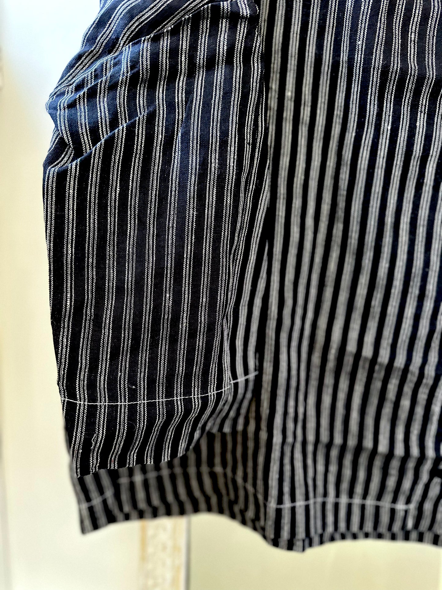 Metta Rae Linen Shirt - Black And White Ticking Stripe