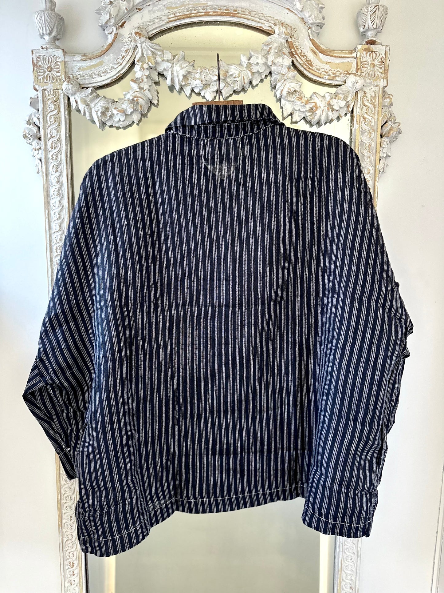 Metta Rae Linen Shirt - Black And White Ticking Stripe