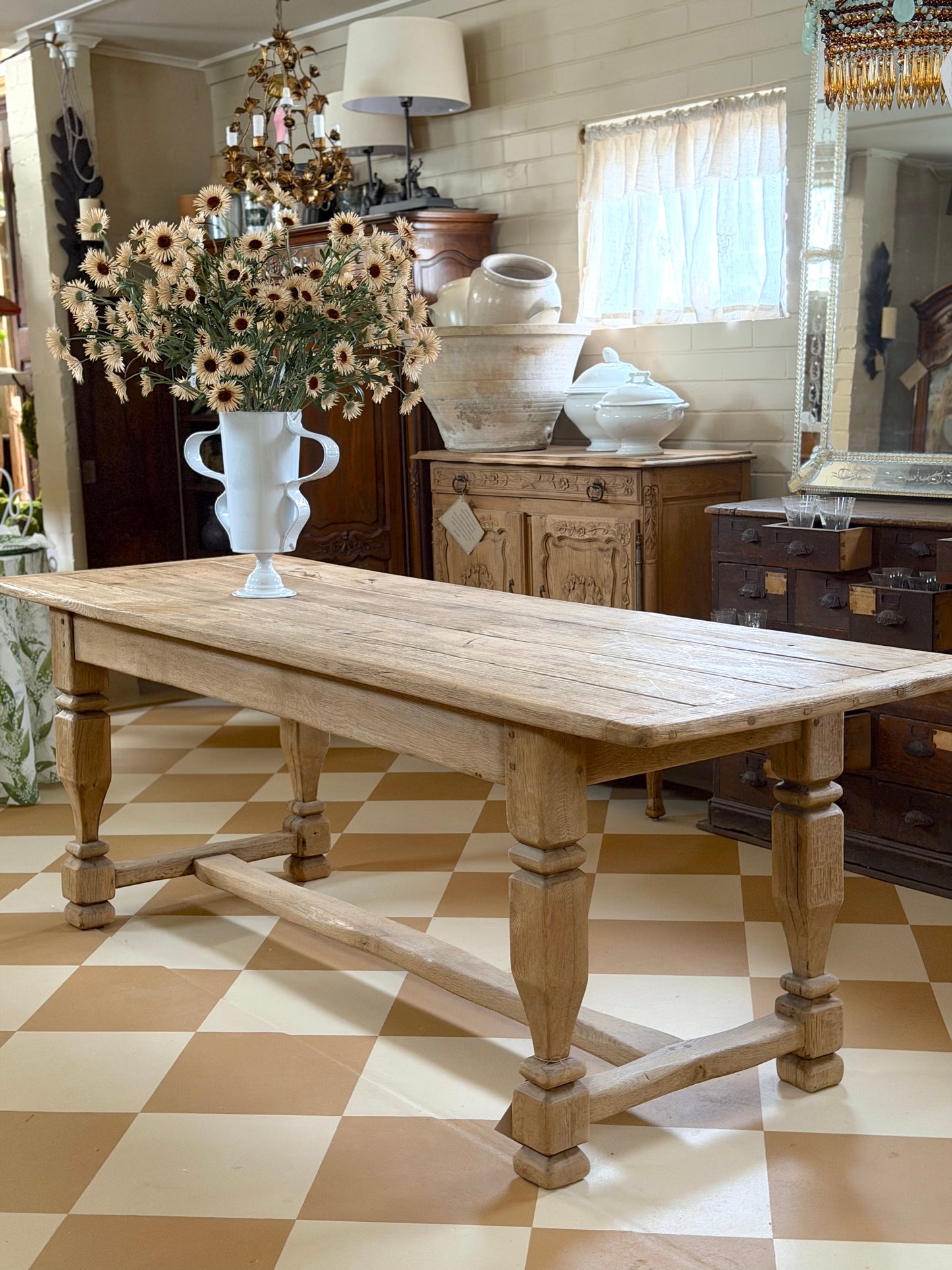Antique French Oak Farmhouse Dining Table