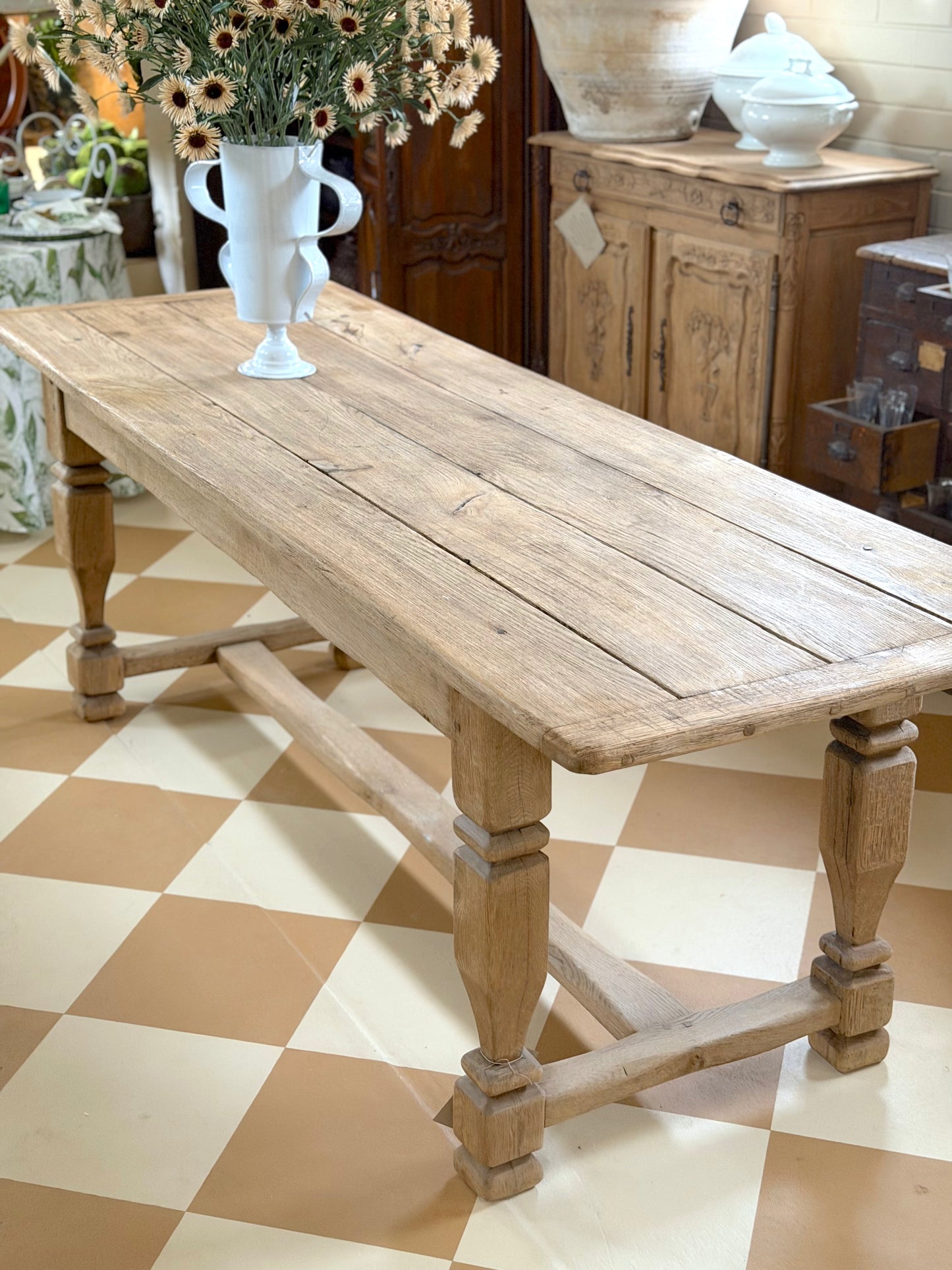 Antique French Oak Farmhouse Dining Table