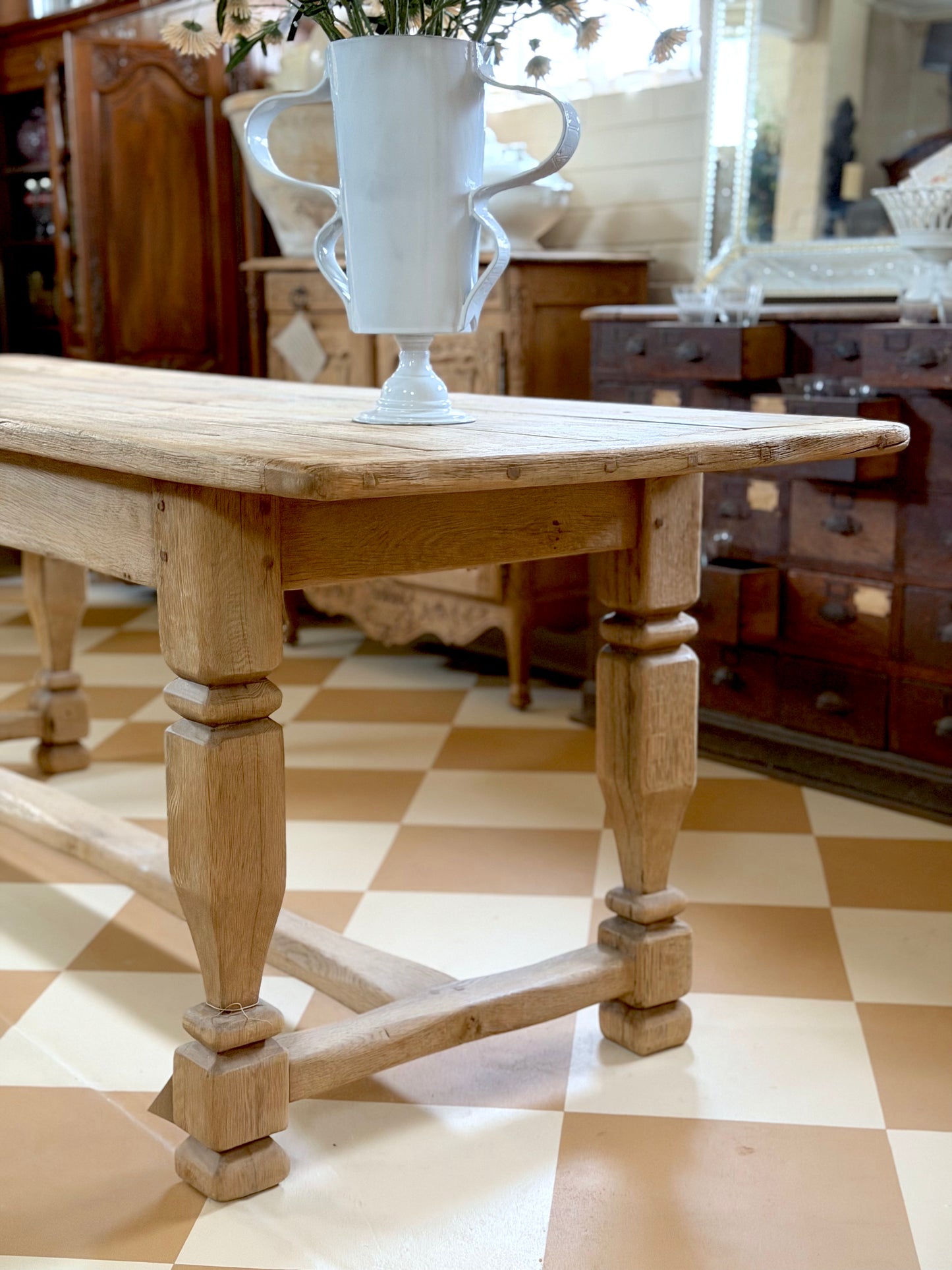 Antique French Oak Farmhouse Dining Table
