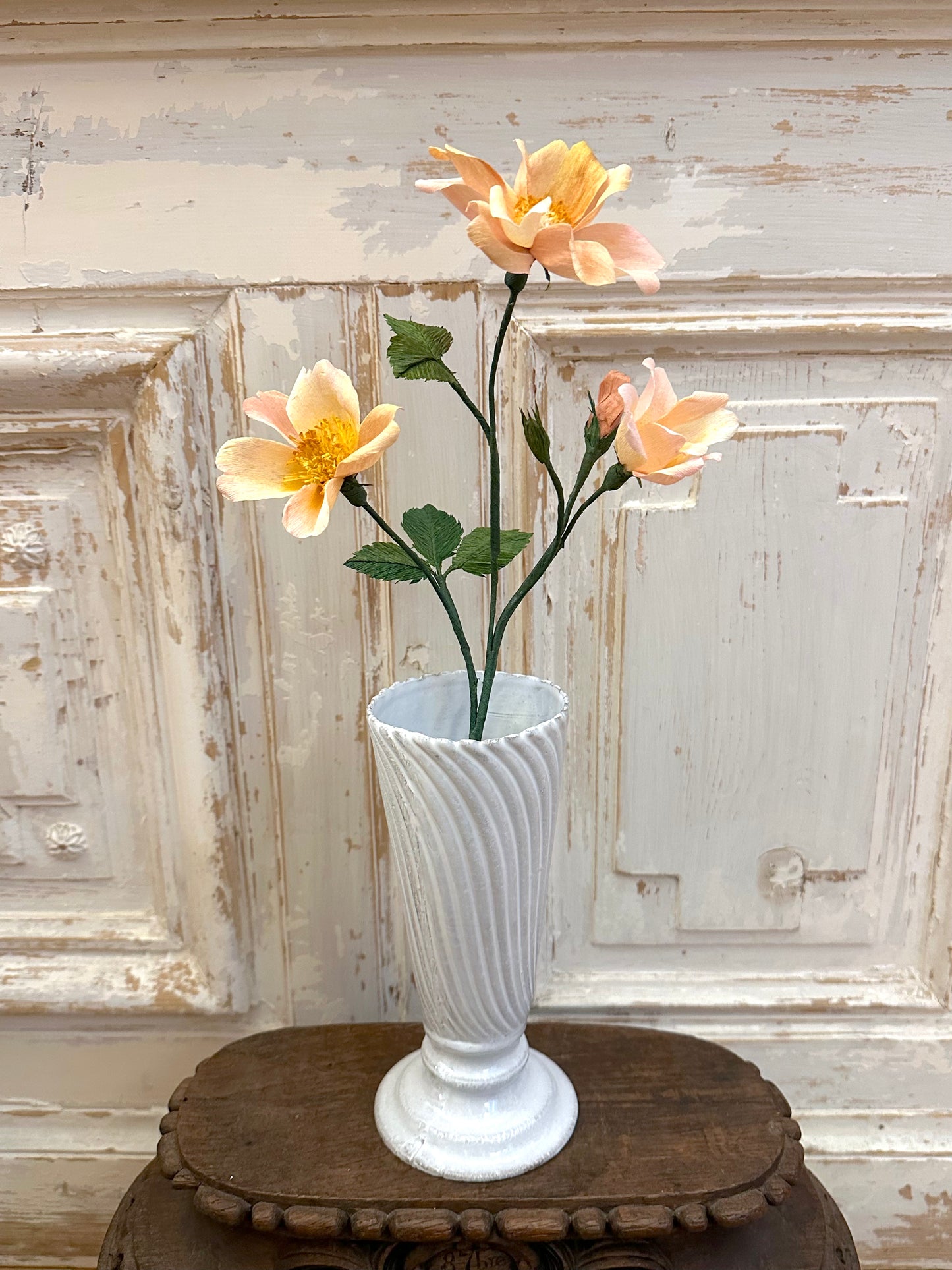 Delicate Handmade Apricot Paper Rose