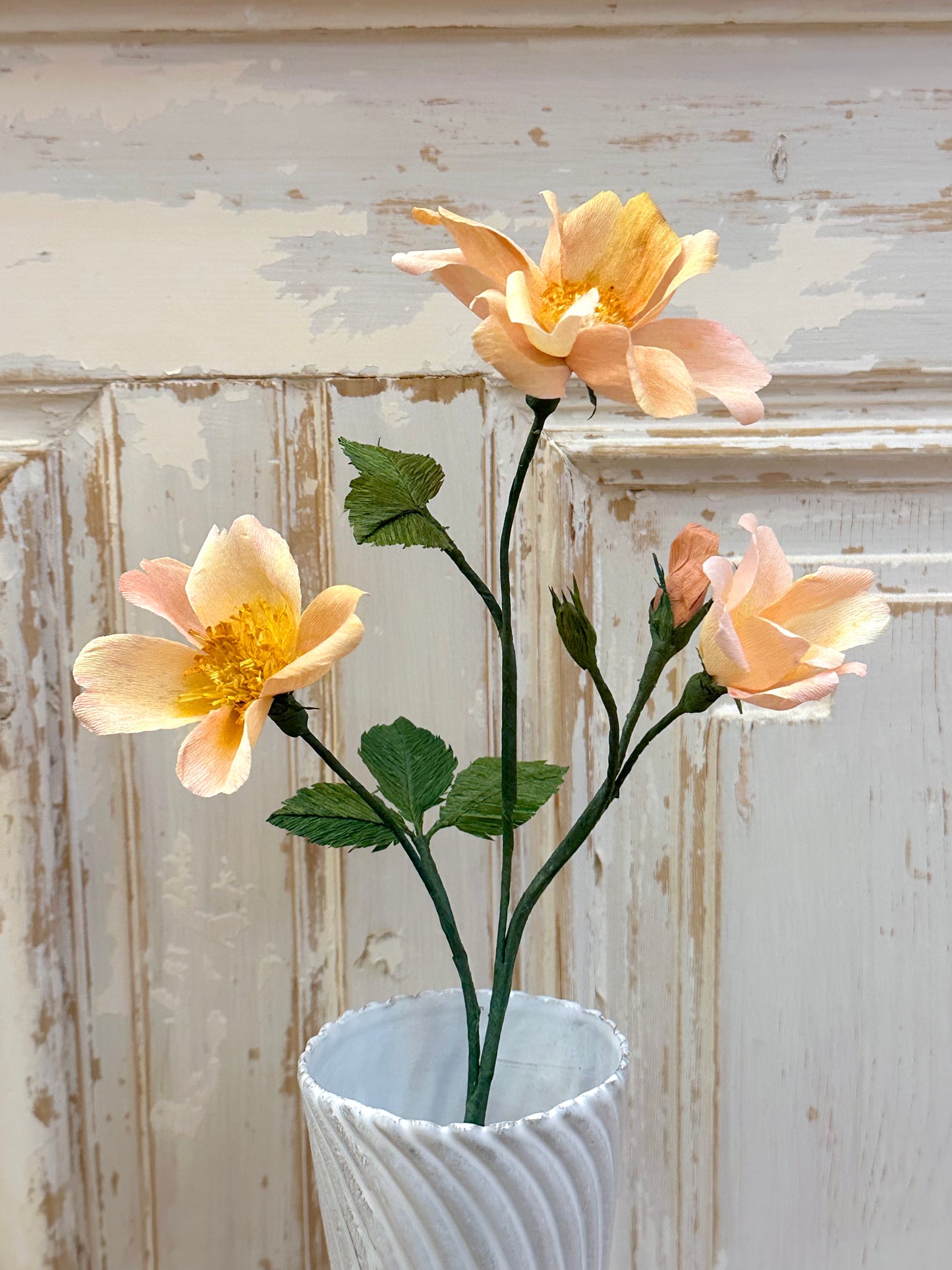 Delicate Handmade Apricot Paper Rose