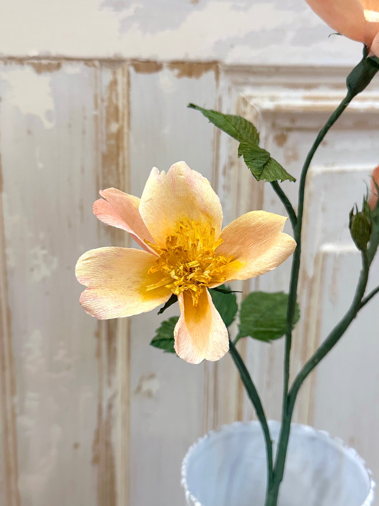 Delicate Handmade Apricot Paper Rose