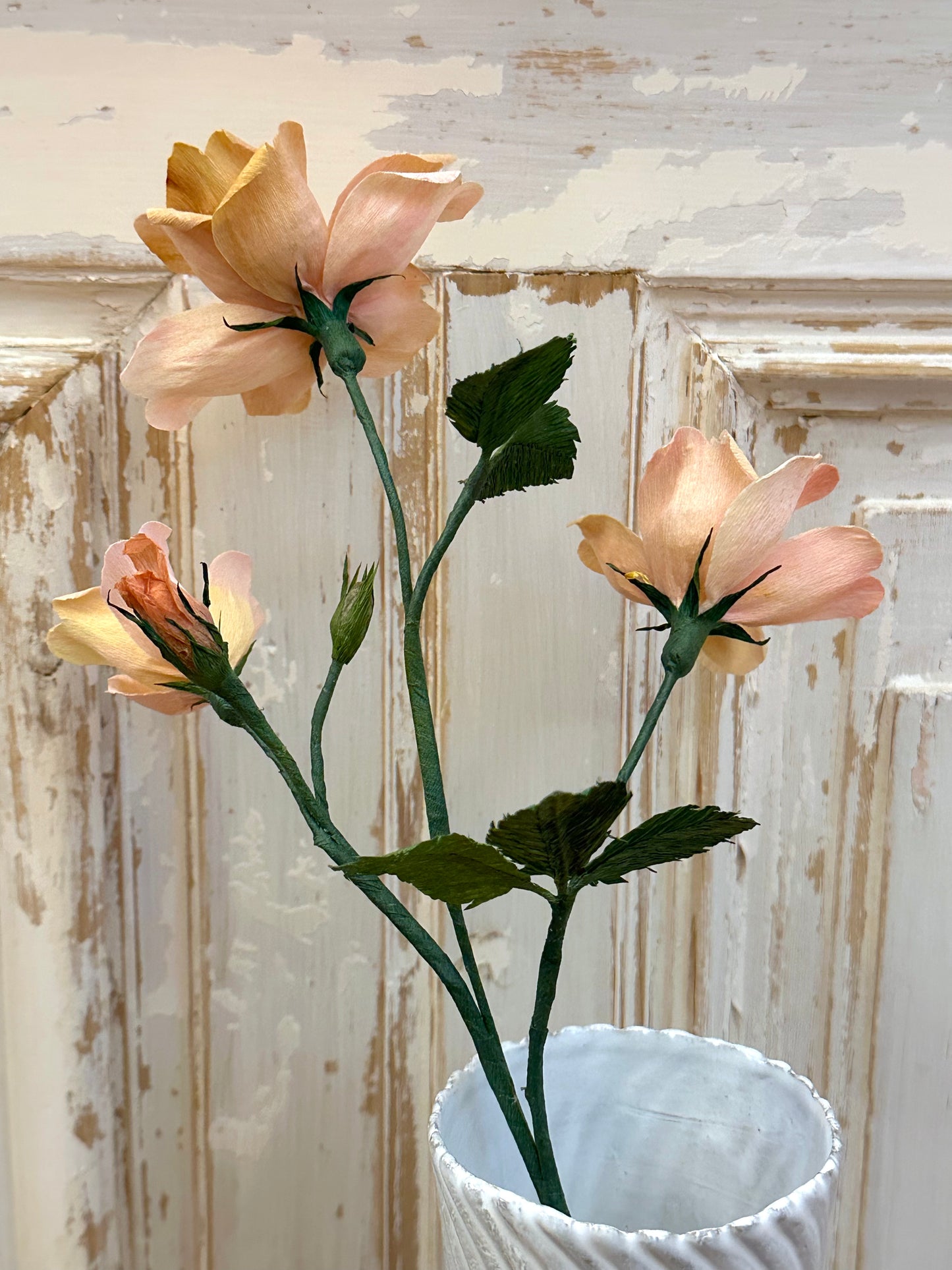 Delicate Handmade Apricot Paper Rose