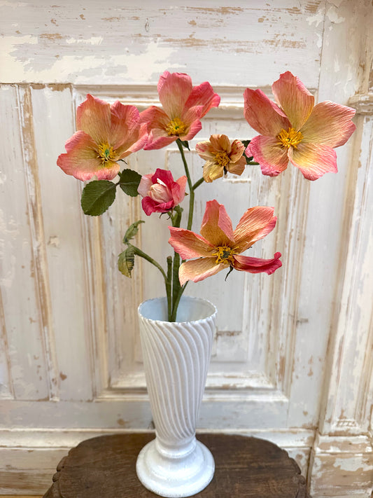 Delicate Handmade Large Paper Wild Rose Branch