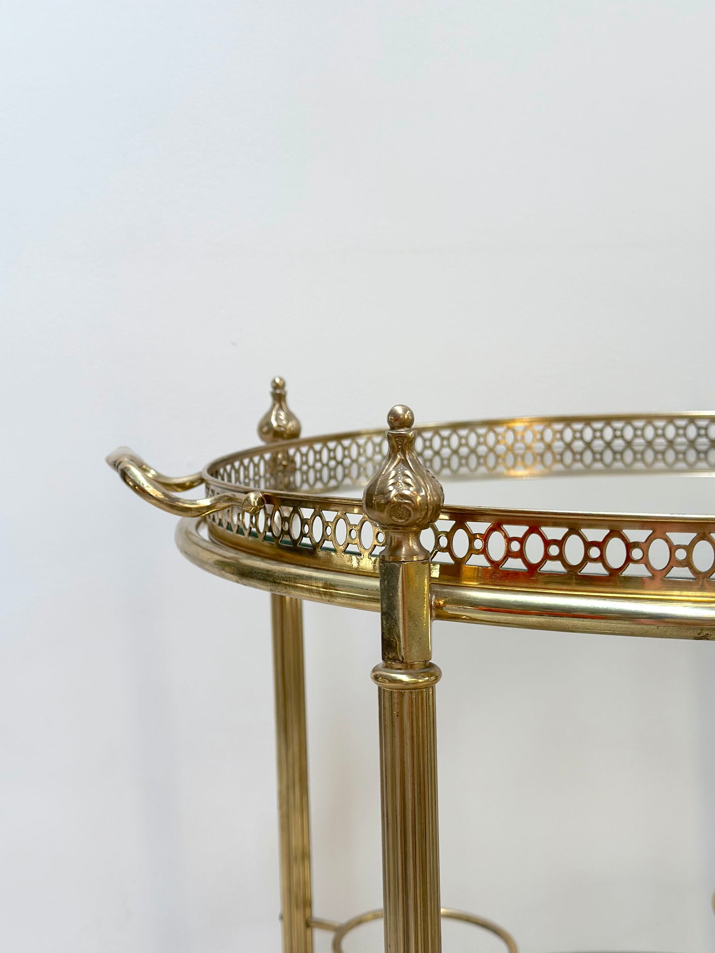 Antique French Round 2 Tier Brass Bar Cart