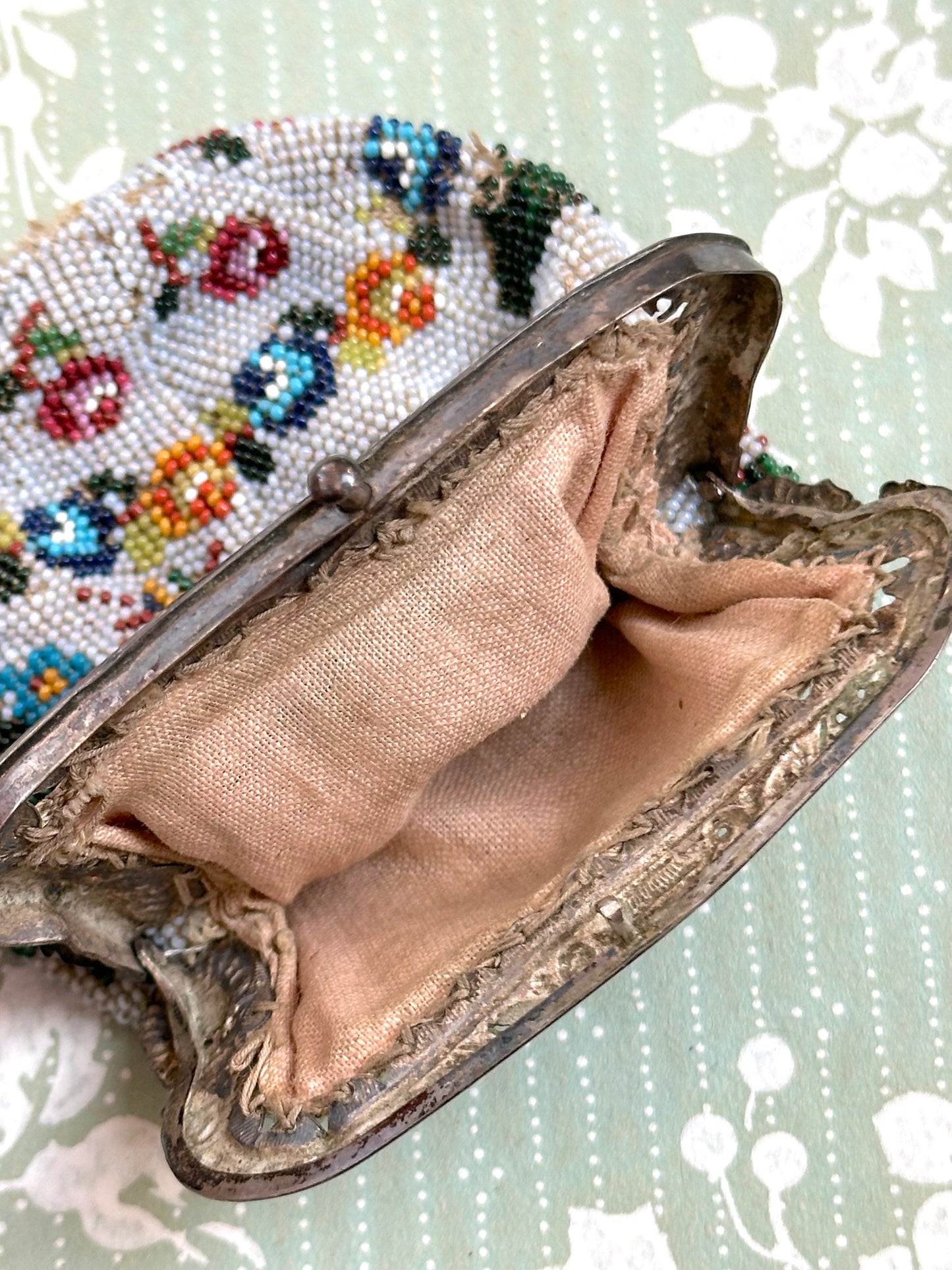 Antique French Small Beaded Pouch
