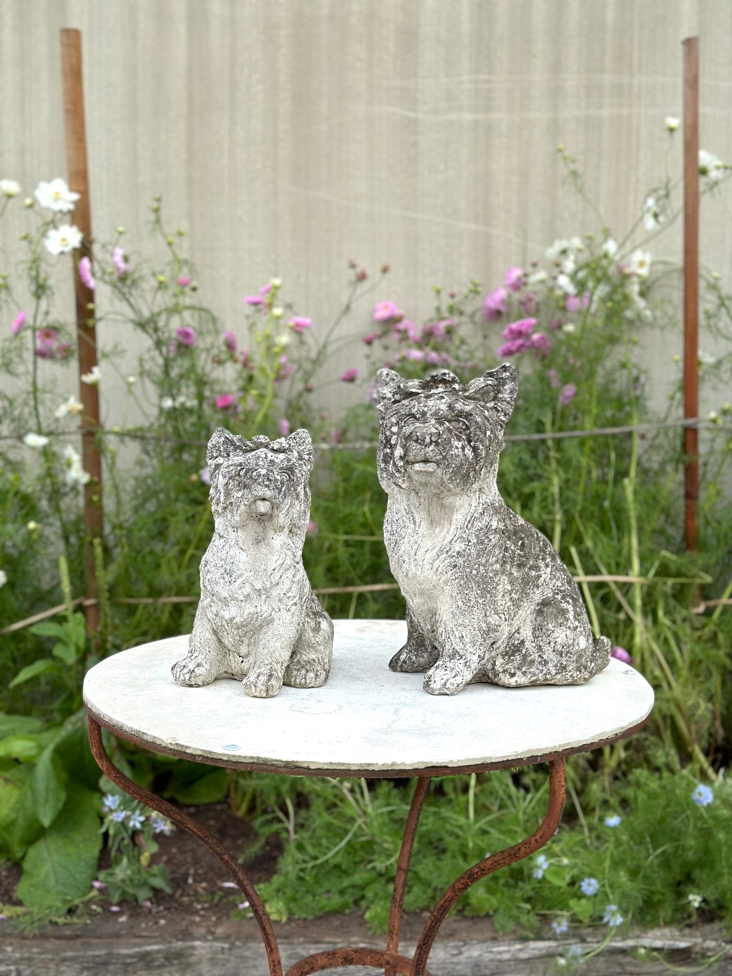 Antique Concrete Dog Statues