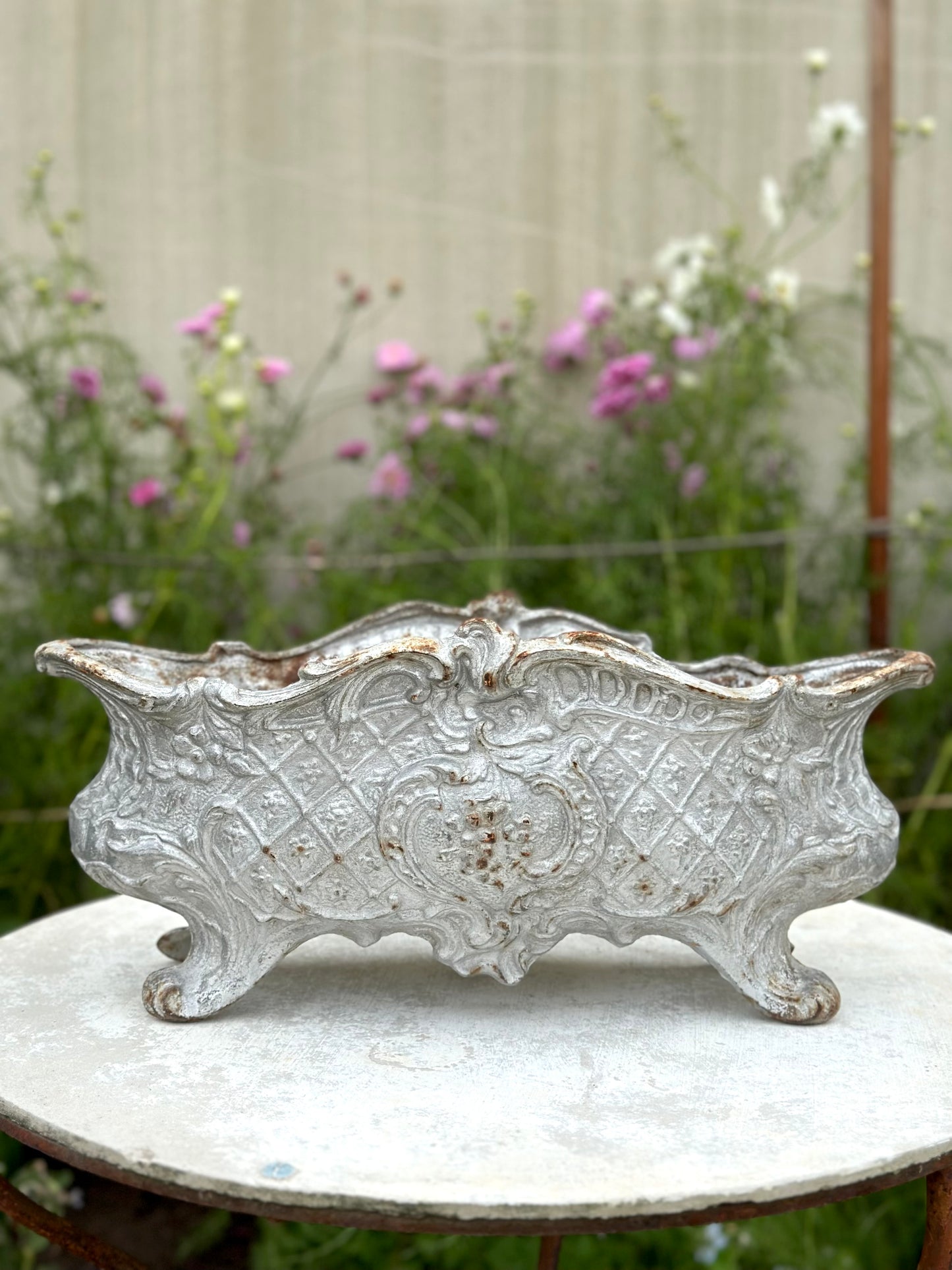 Antique French Large Silver Cast Iron Jardinere