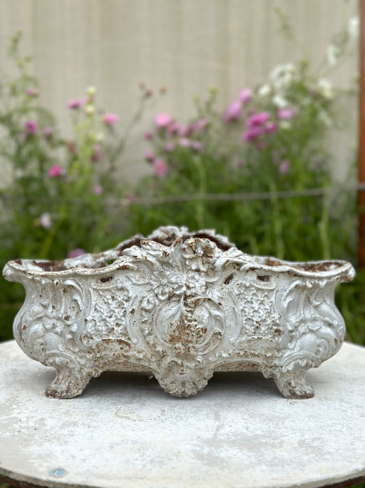 Antique French Silver Lace Cast Iron Jardinere