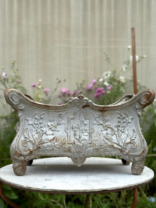 Antique French 'Pansy' Silver Cast Iron Jardinere - Extra Large