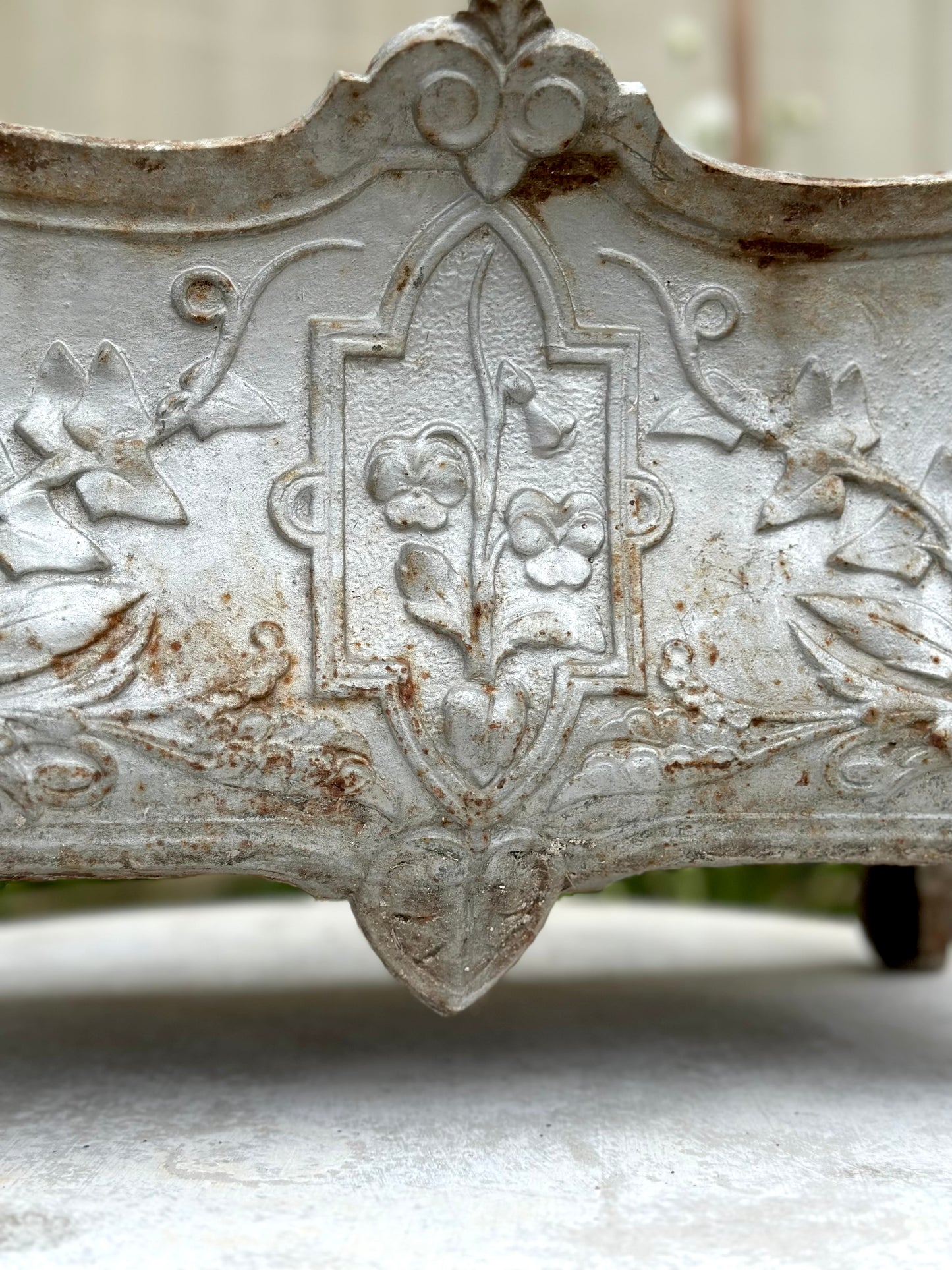 Antique French 'Pansy' Silver Cast Iron Jardinere - Extra Large