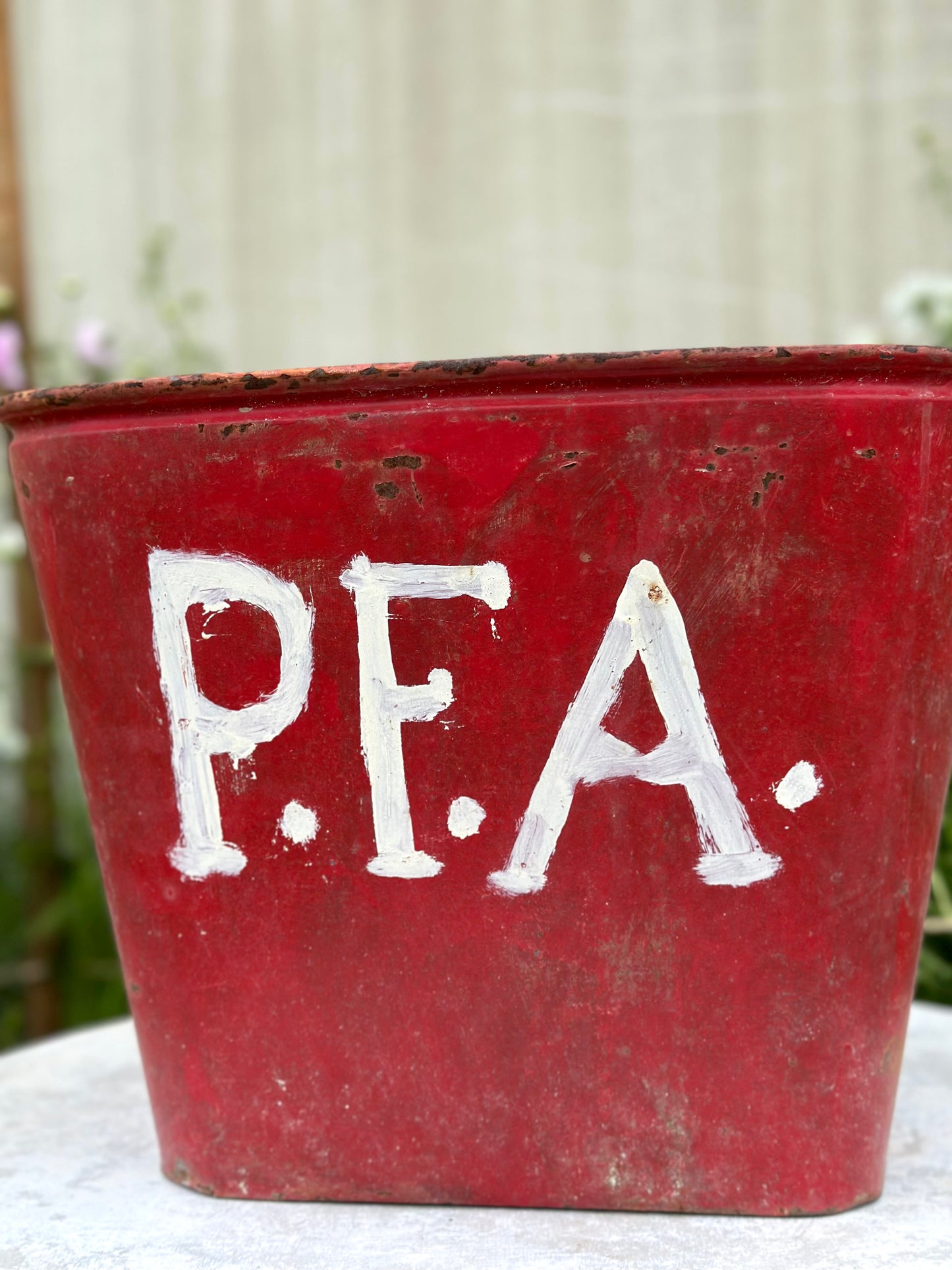 Antique French Rustic Metal Bucket - Red