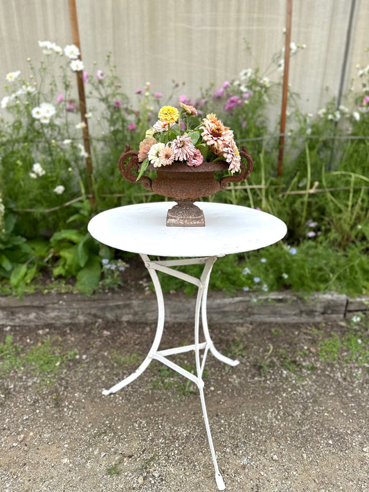Antique French White Metal Outdoor Table