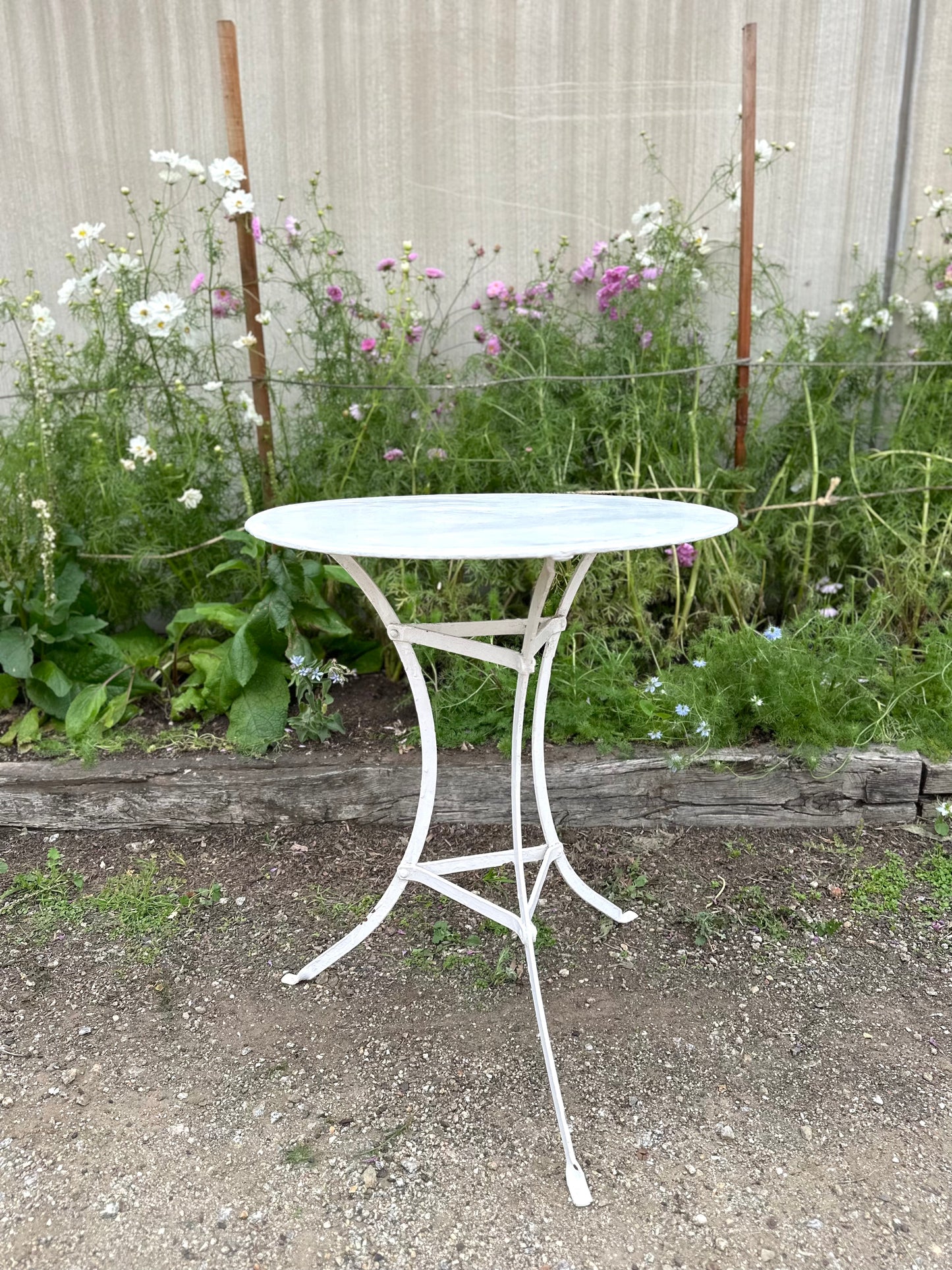 Antique French White Metal Outdoor Table