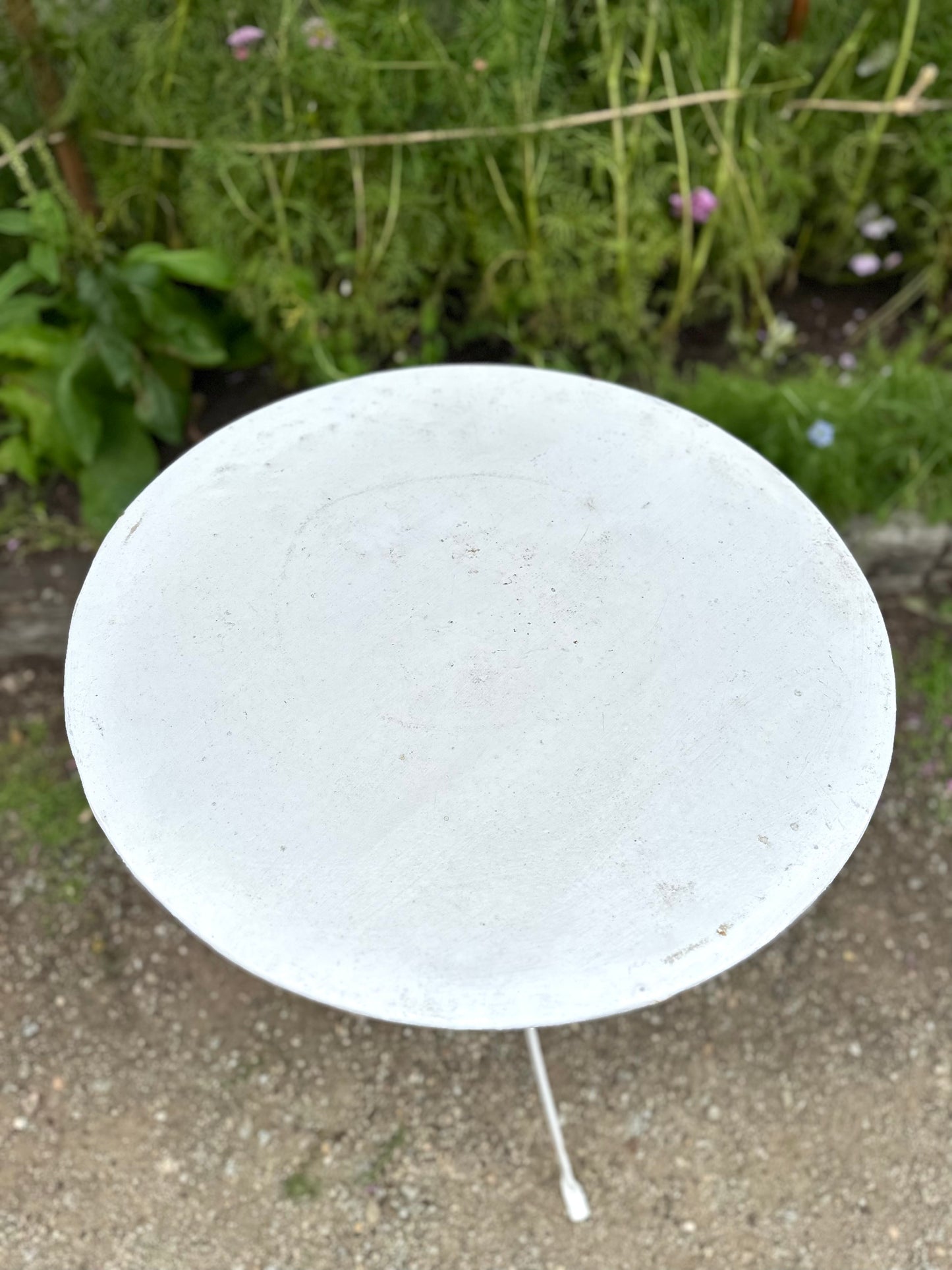 Antique French White Metal Outdoor Table