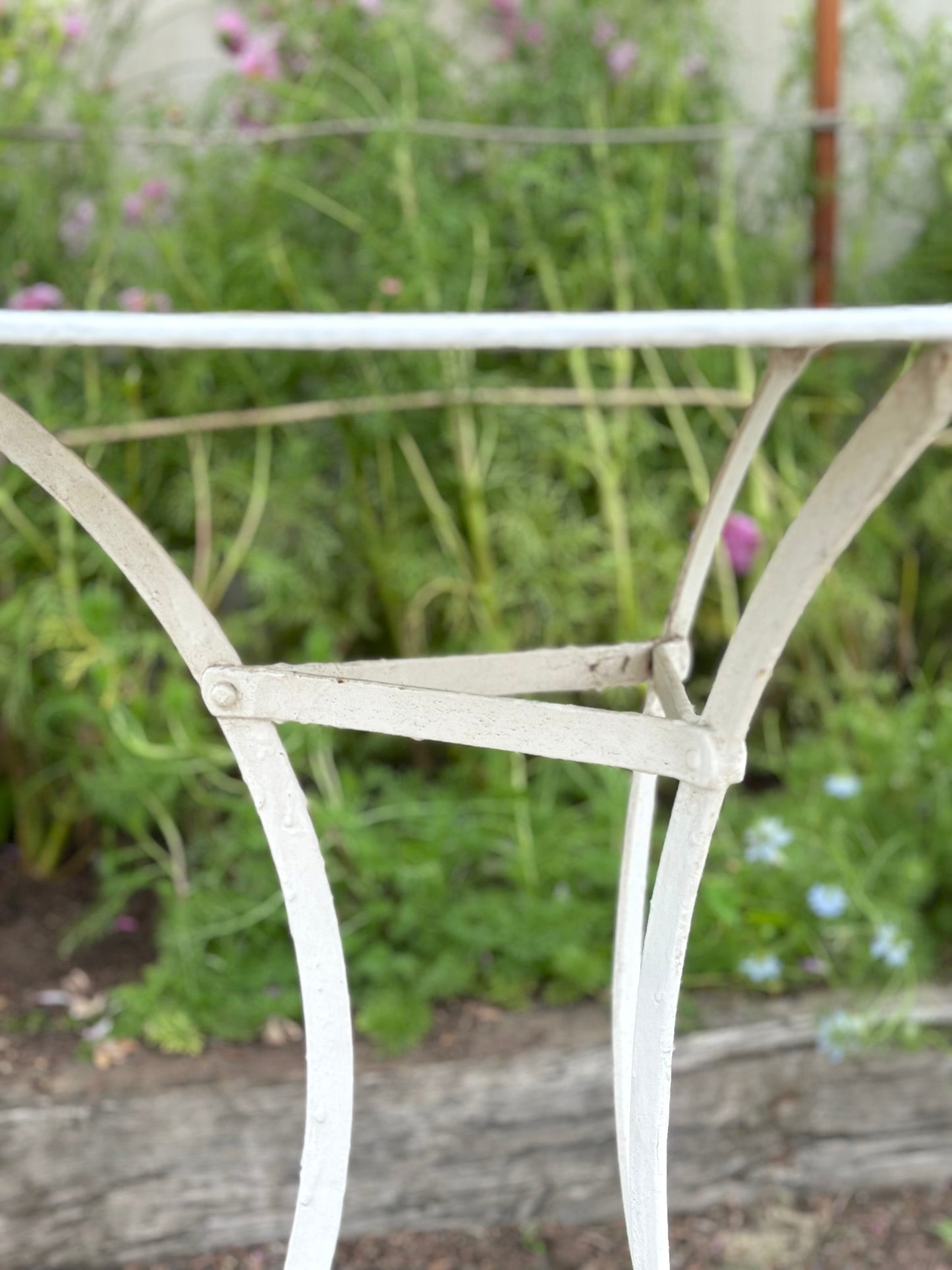 Antique French White Metal Outdoor Table