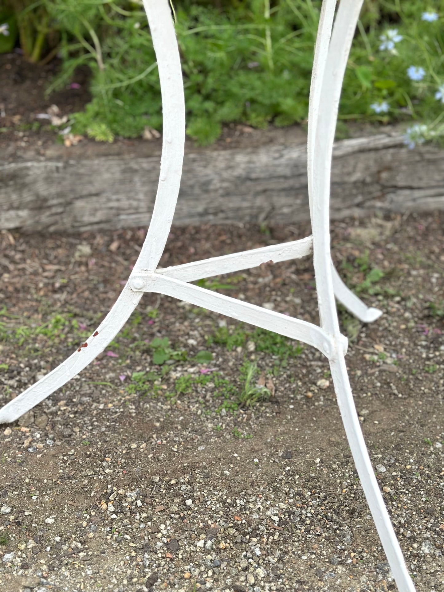 Antique French White Metal Outdoor Table