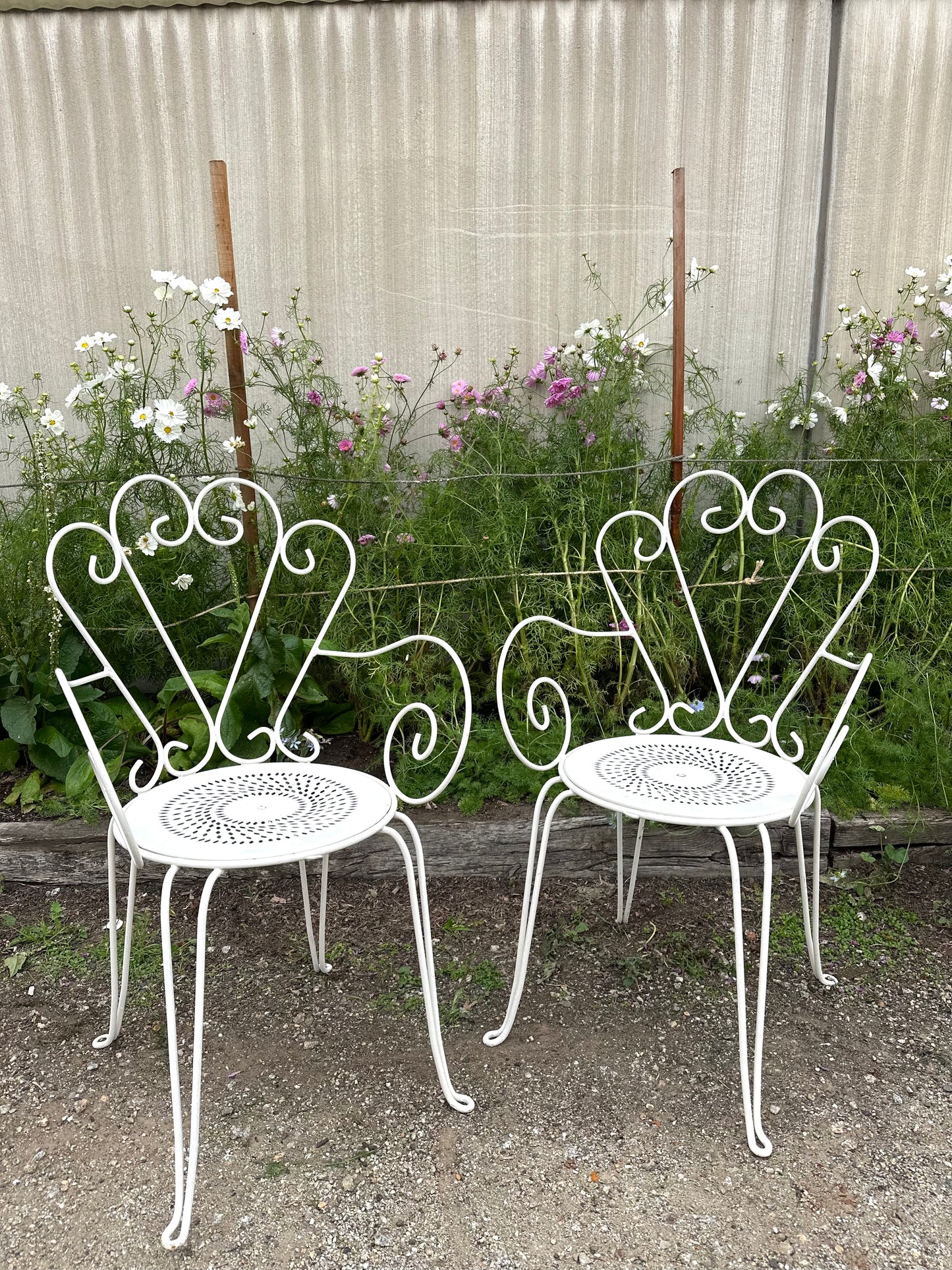 Antique French Pair of Outdoor Chairs