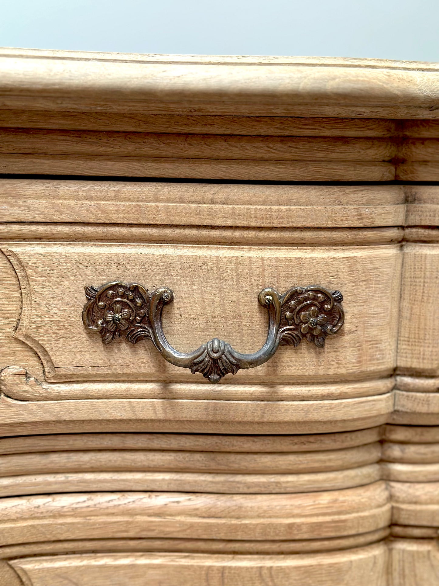Antique French Louis XV 3 Drawer Serpentine Commode