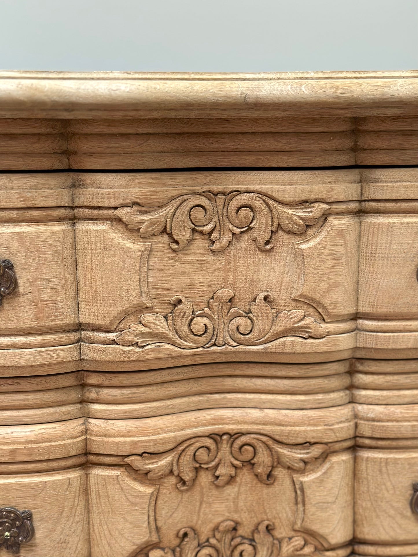 Antique French Louis XV 3 Drawer Serpentine Commode