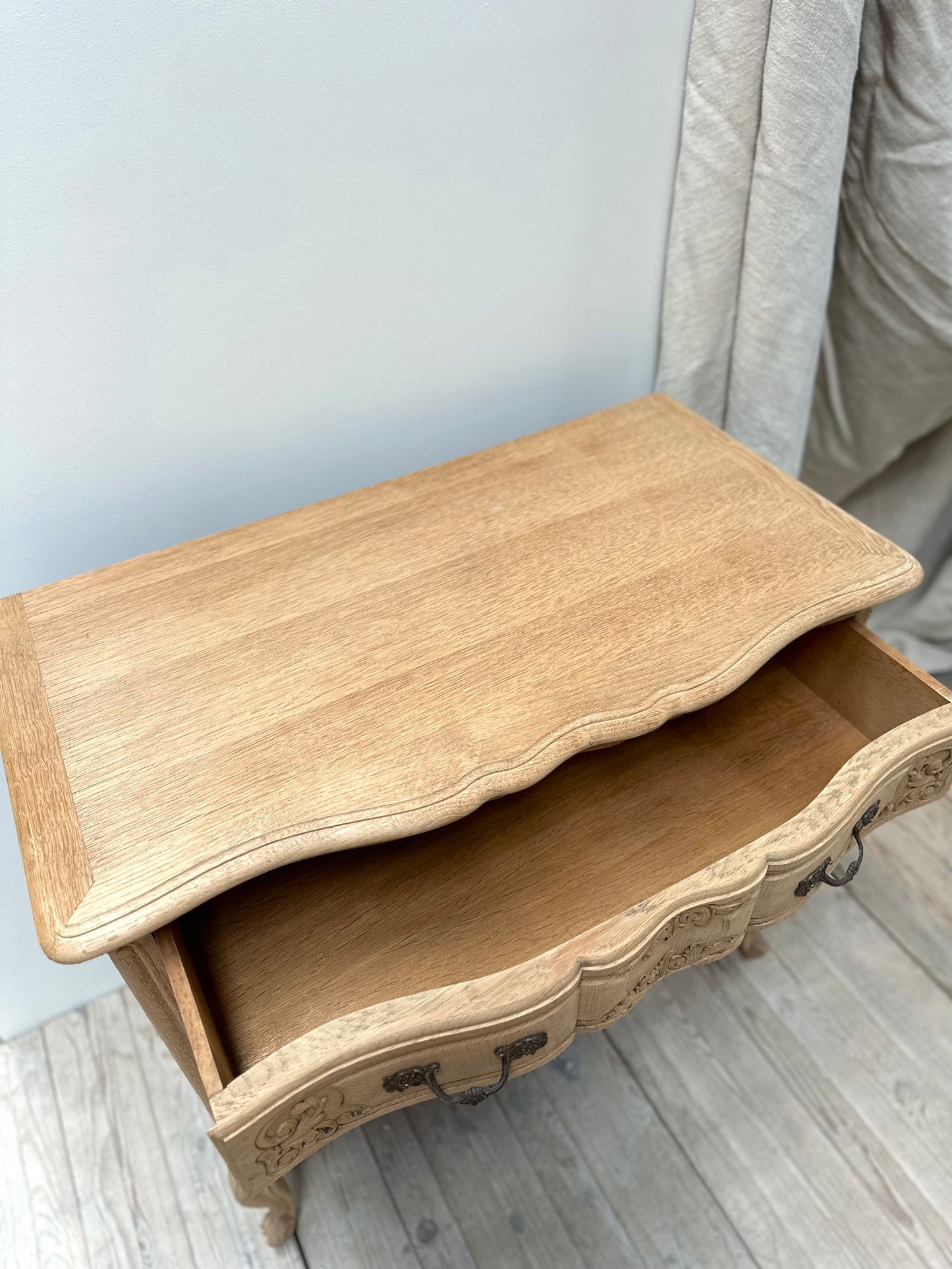 Antique French Louis XV 3 Drawer Serpentine Commode