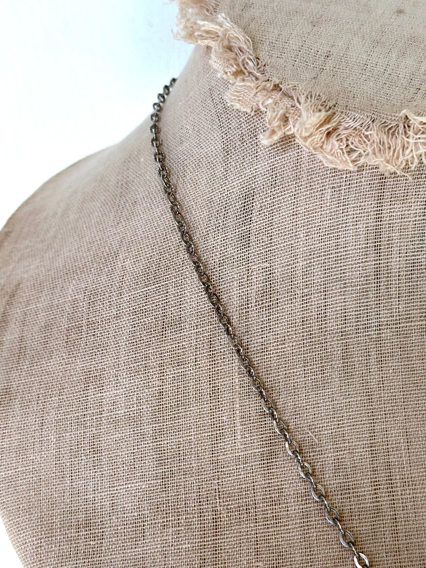 Antique French Ornate Silver Necklace With Floral Heart Locket