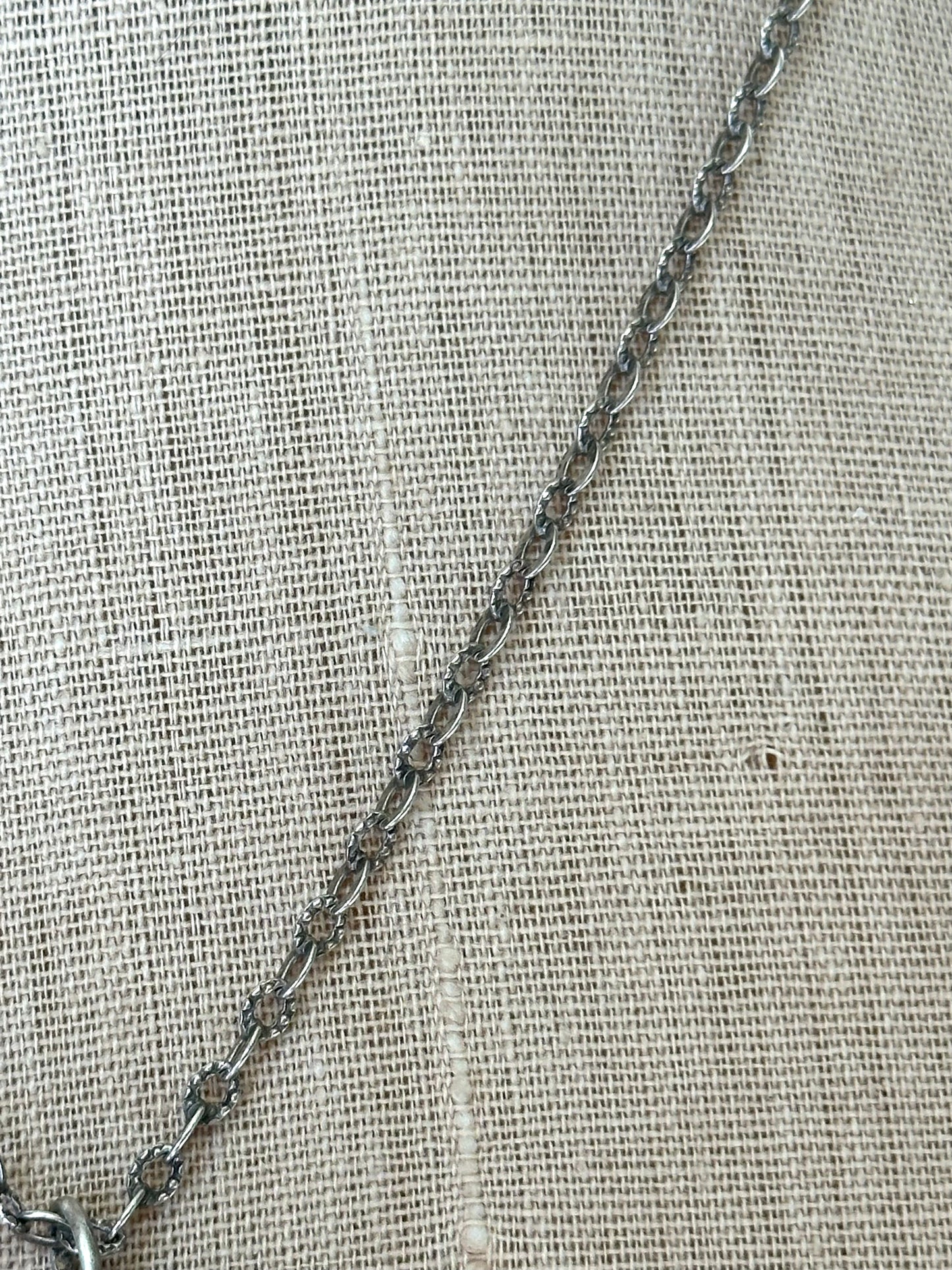 Antique French Ornate Silver Necklace With Floral Heart Locket