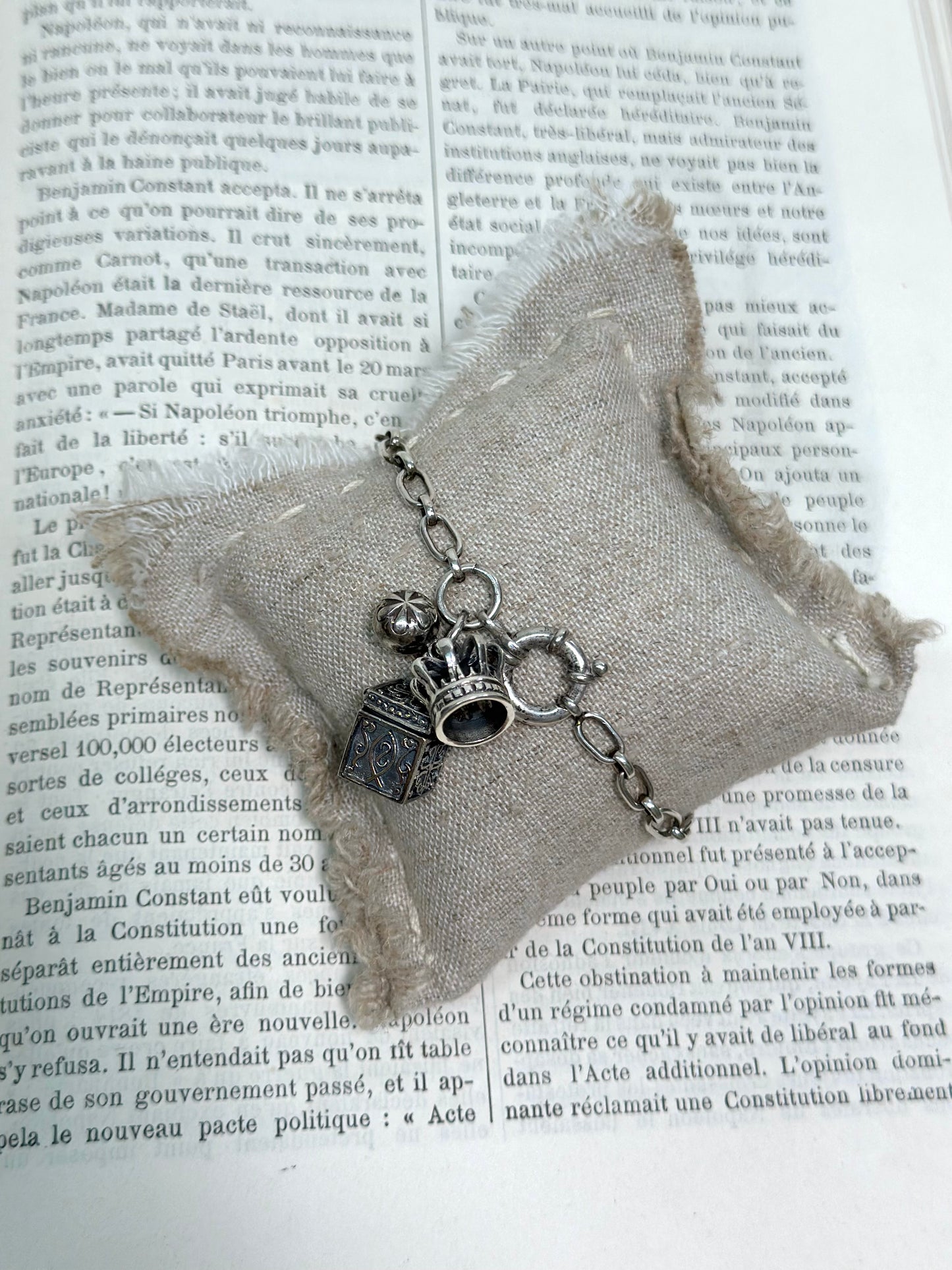 Antique French Silver Bracelet With Prayer Box Charm