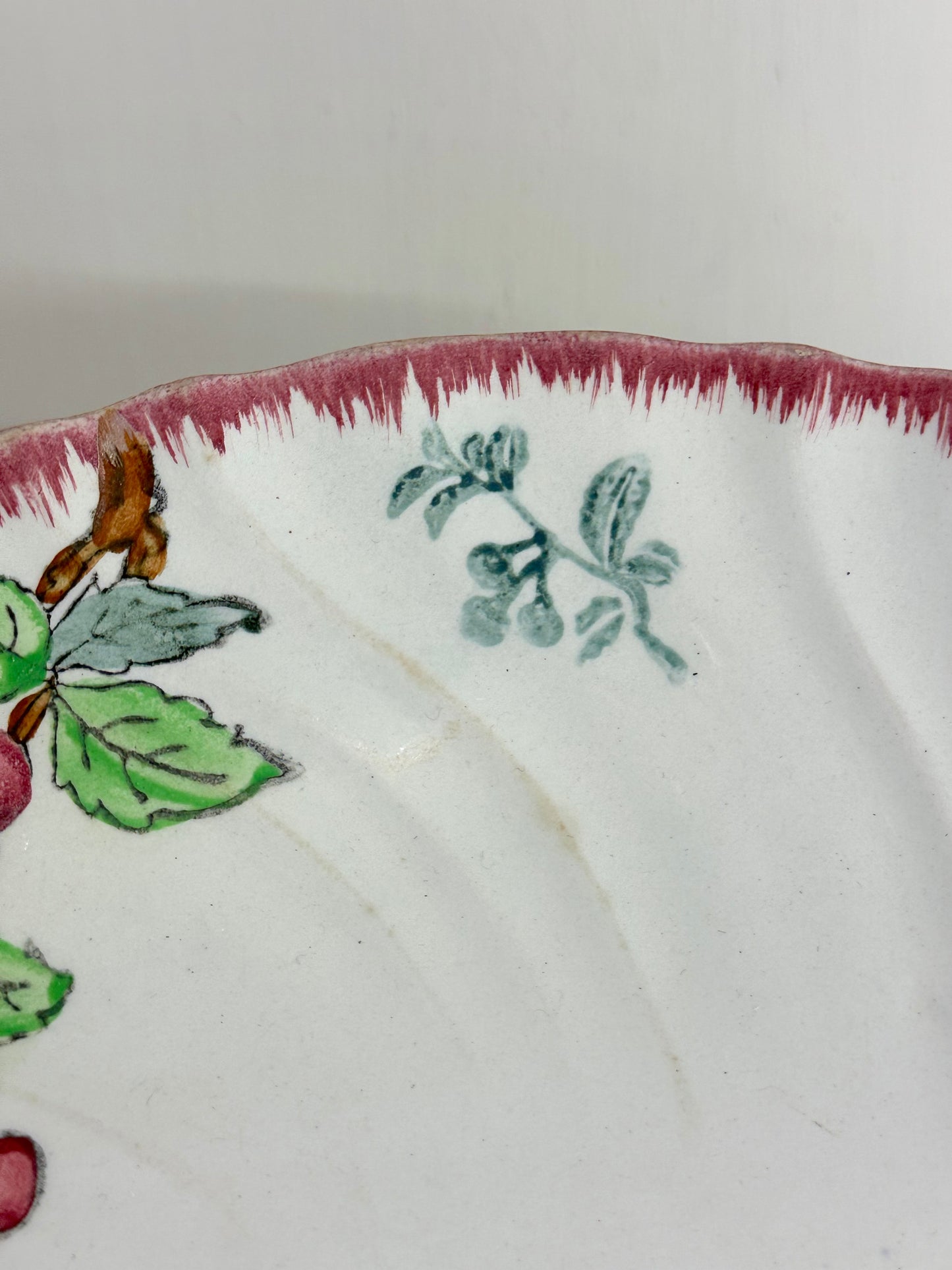Antique French Footed Dish With Cherry Design