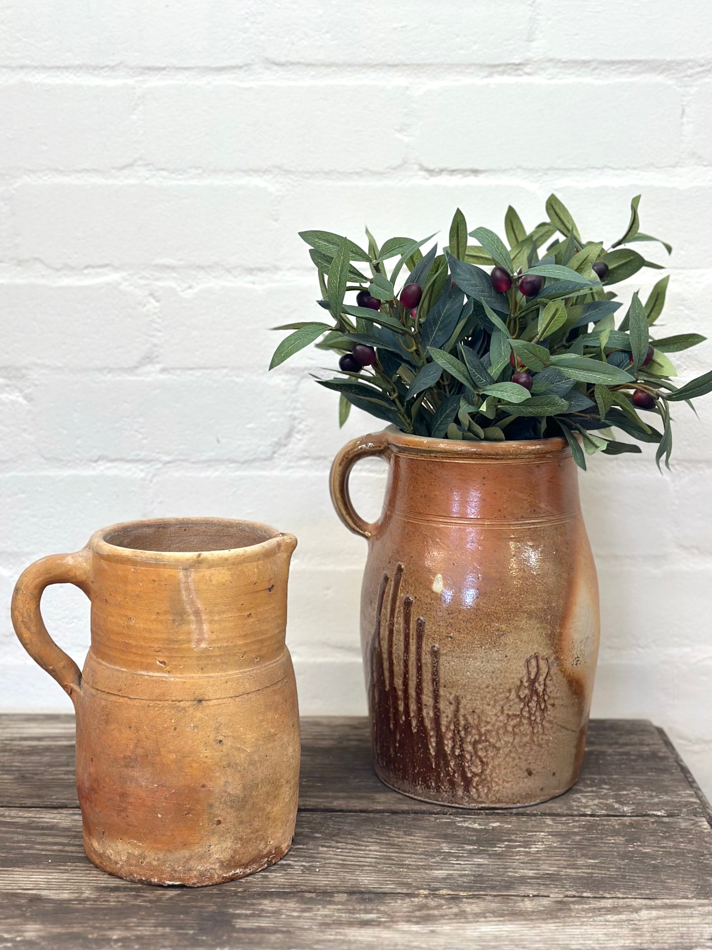 Antique French Glazed Pottery Jugs