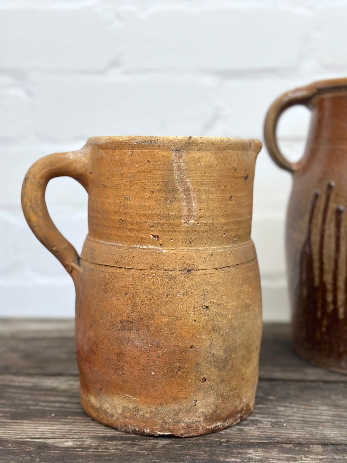 Antique French Glazed Pottery Jugs