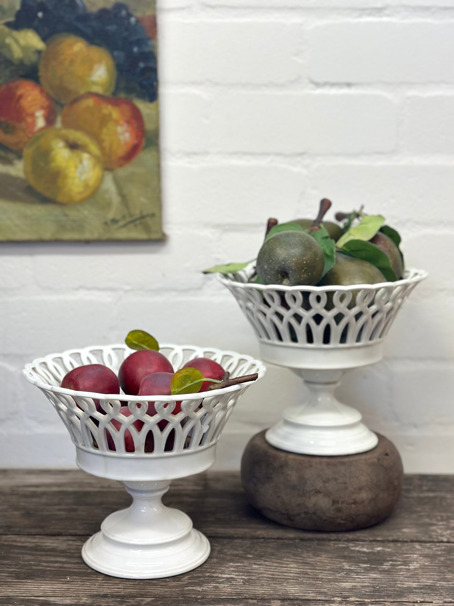 19th Century White Porcelain Pair of Compotes