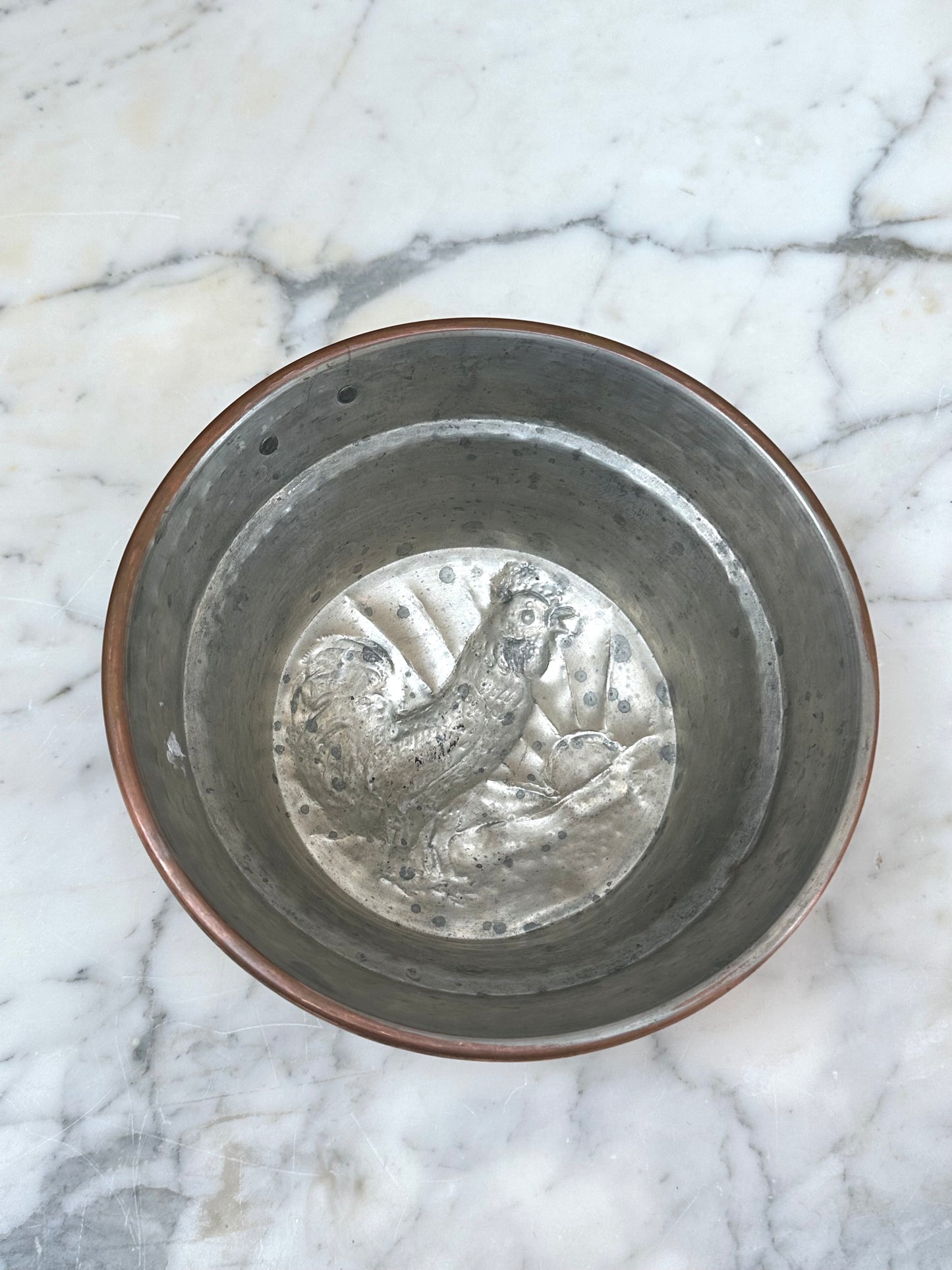 Vintage French Round Rooster Jelly Mould