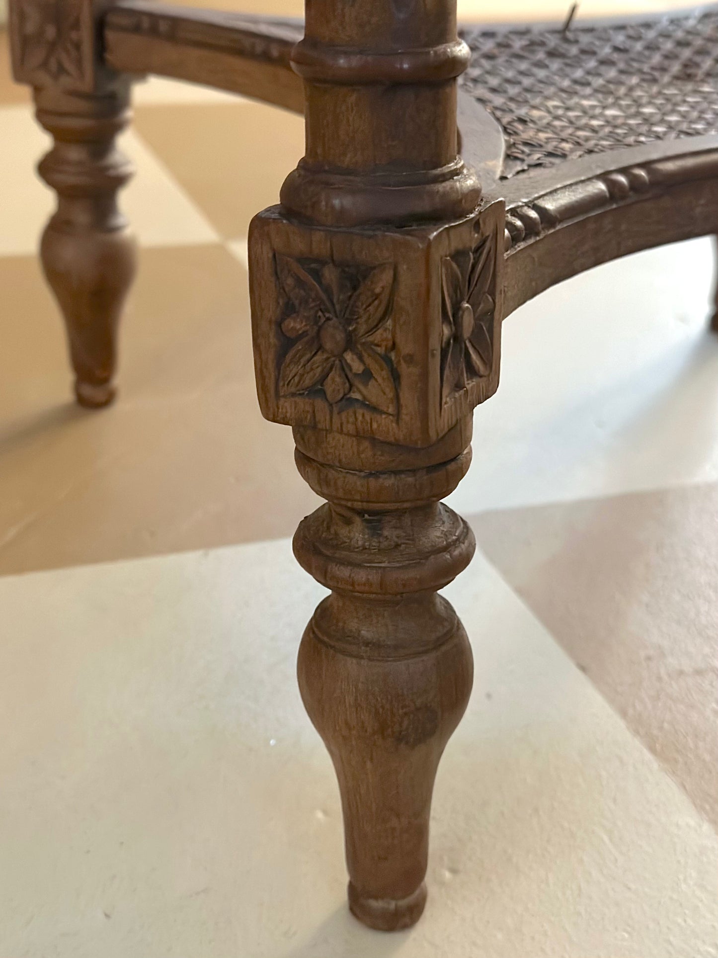 Antique Round Rouge Marble Side Table