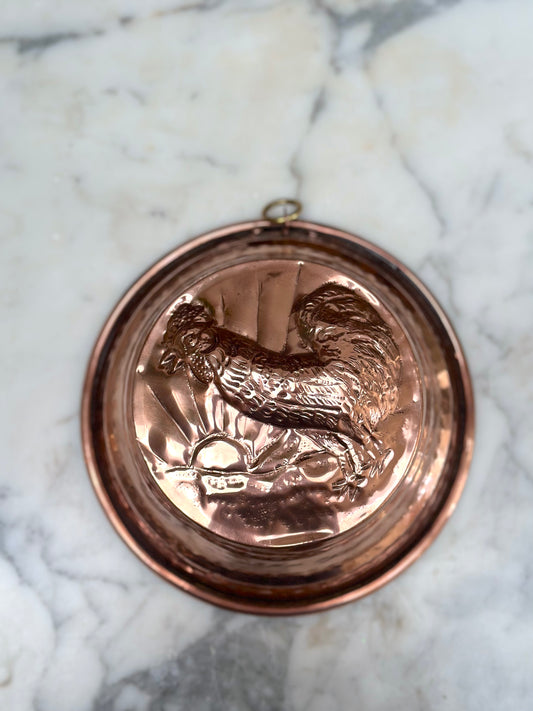 Vintage French Round Rooster Jelly Mould