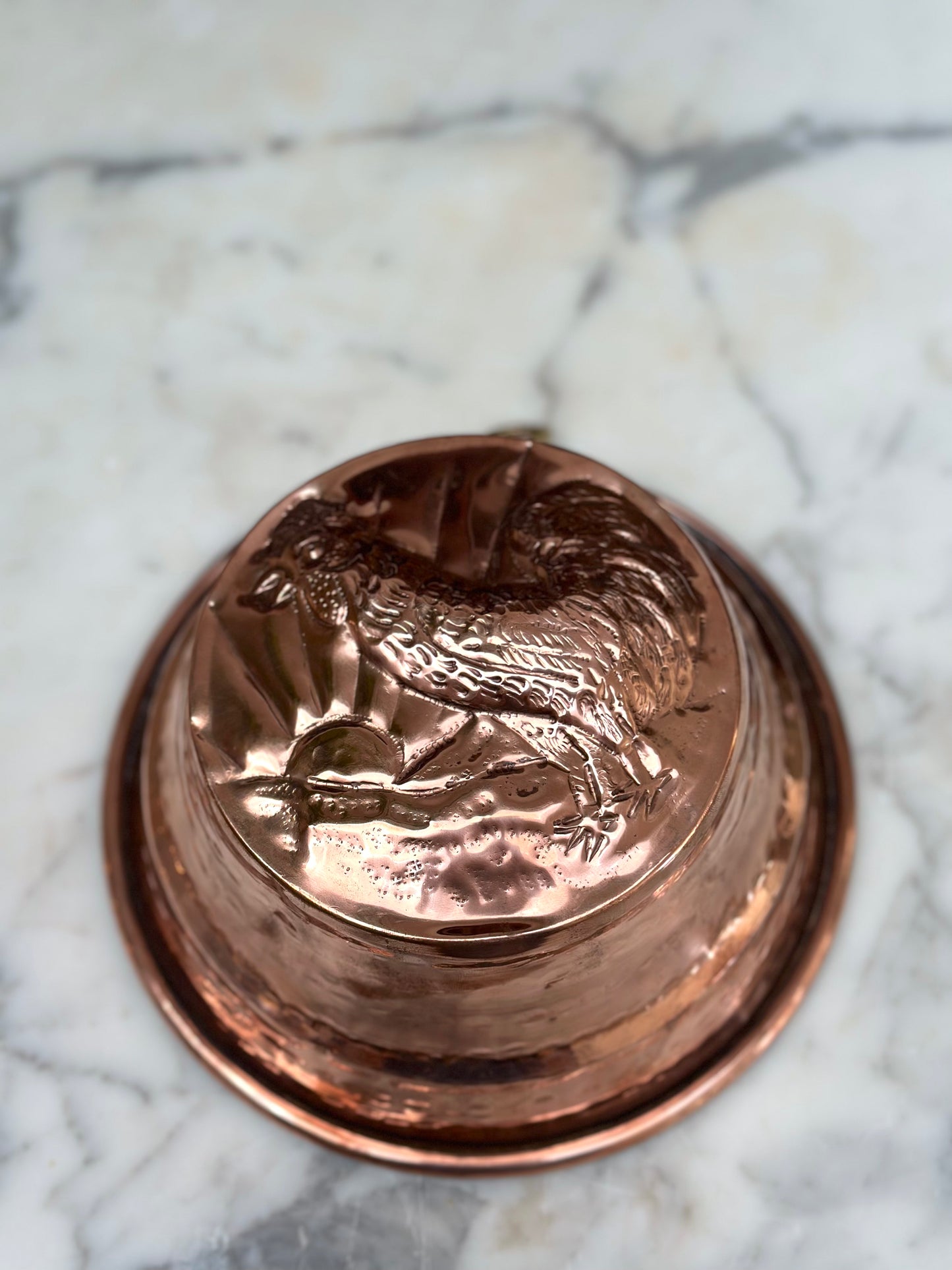 Vintage French Round Rooster Jelly Mould