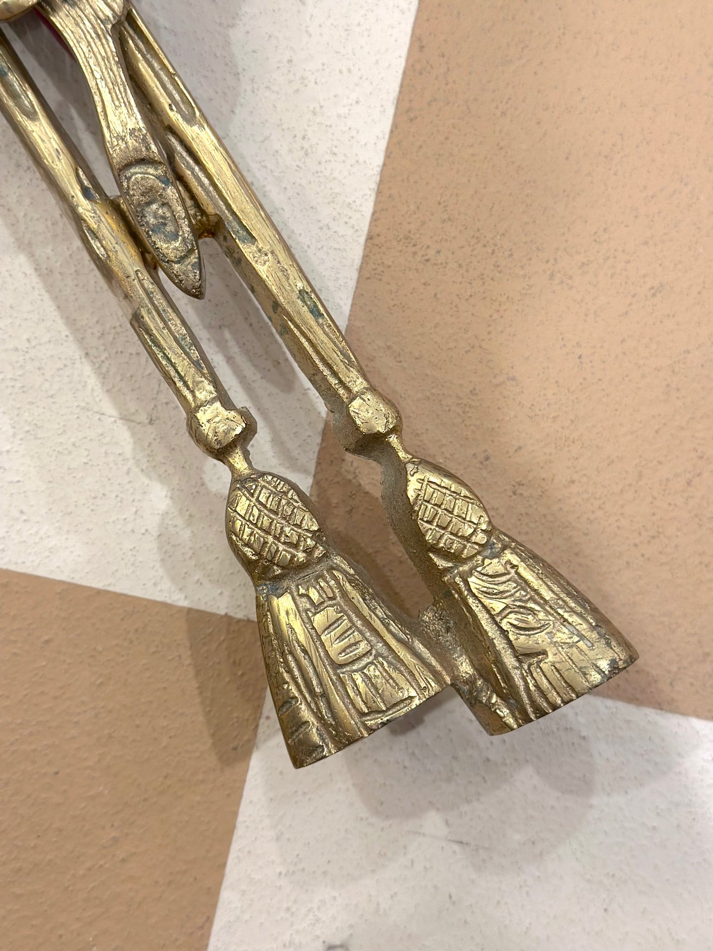 Antique French Pair Of XL Brass Oak Leaf Wall Sconces
