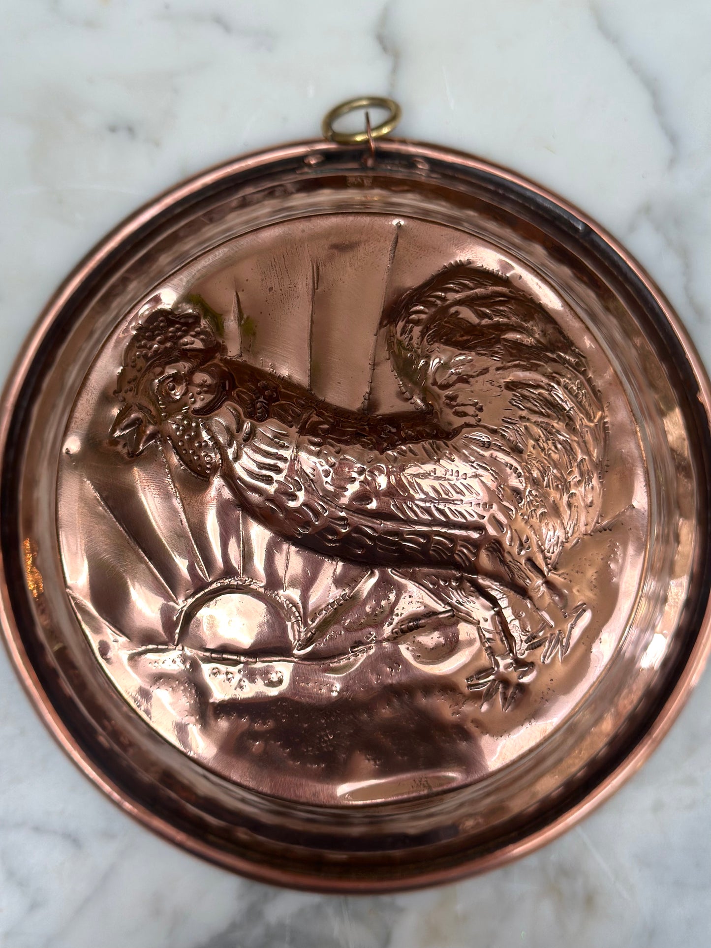 Vintage French Round Rooster Jelly Mould