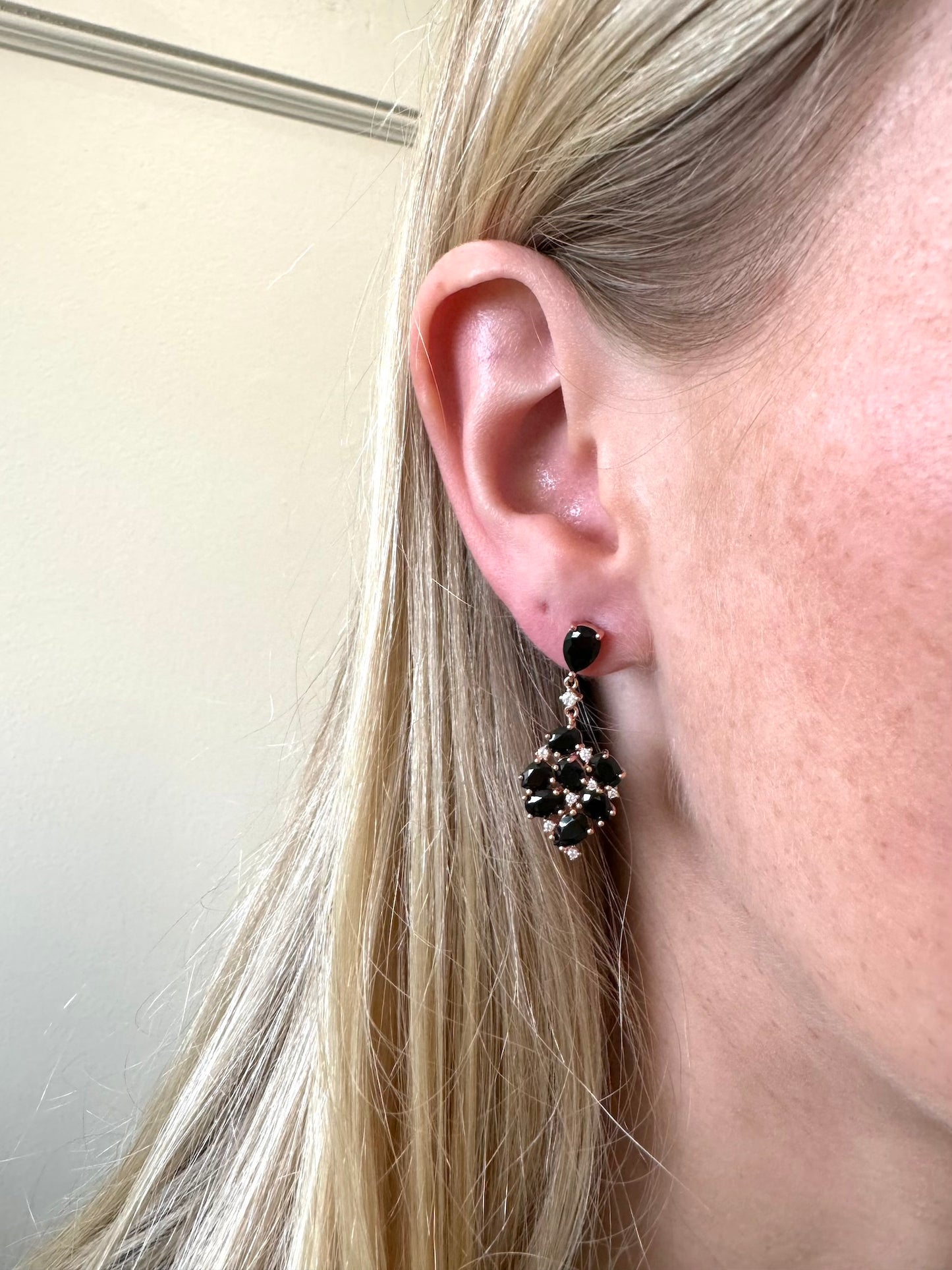 Italian Black Spinel Drop Earrings
