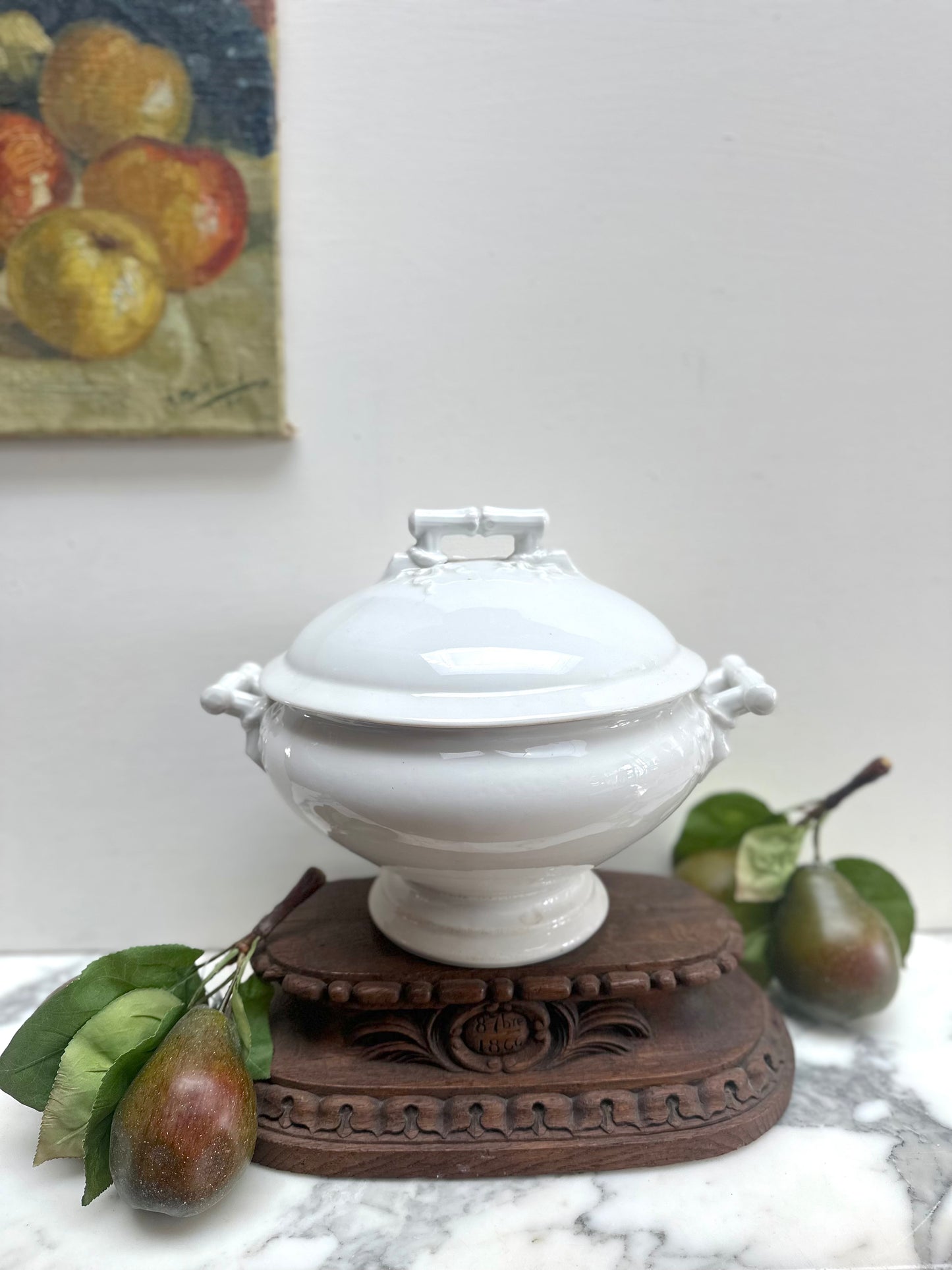 Antique French Large White Tureen