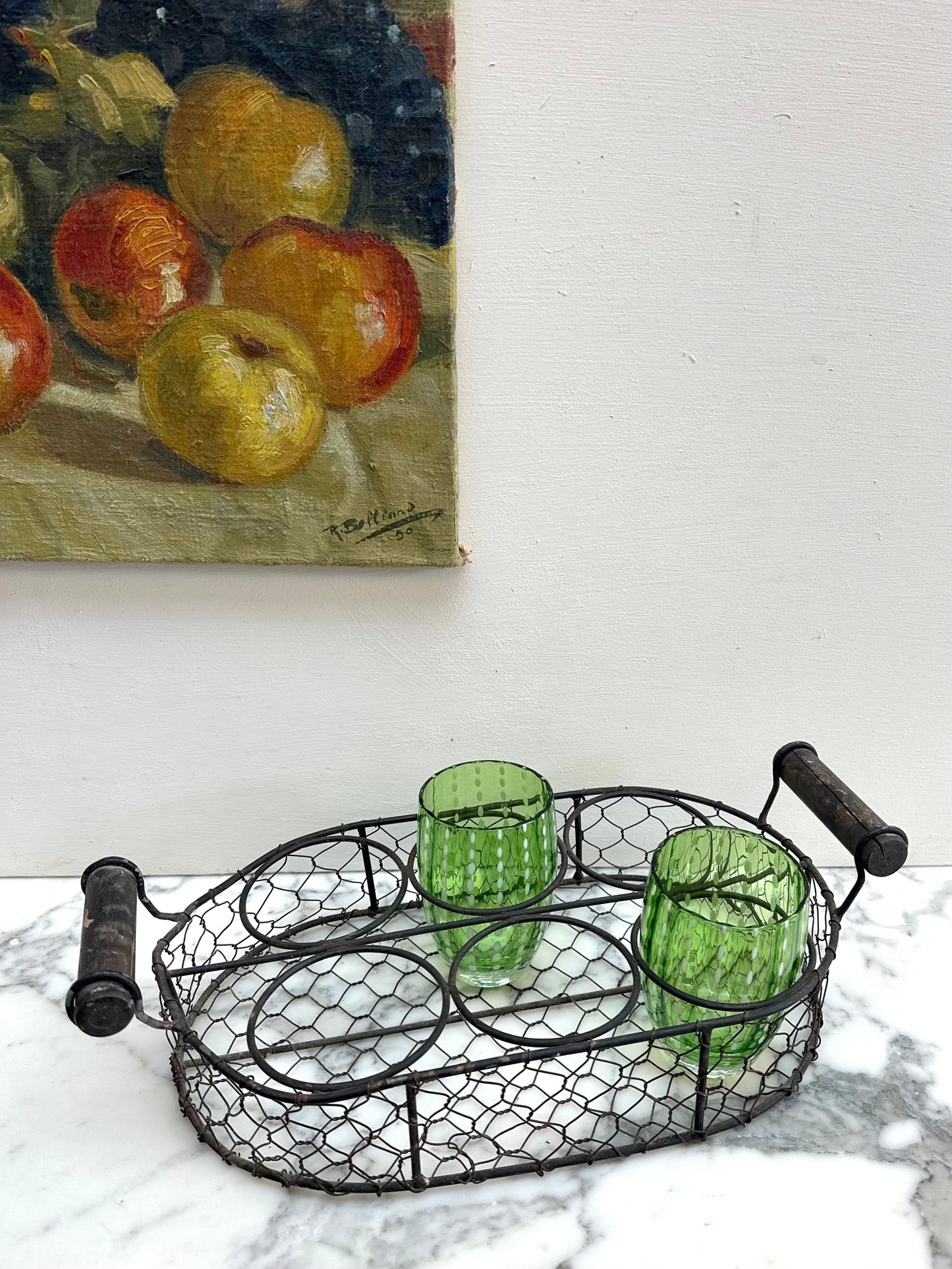 Antique French Wire Glass Rack